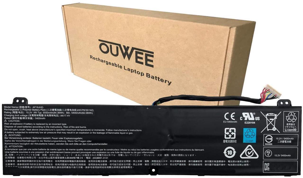 Main image of OUWEE AP18JHQ Laptop Battery Compatible with ACER ConceptD 7 CN715-71 Predator Triton 500 PT515-51 PT515-52 Series KT.00408.001 4ICP8/35/142 15.2V 84.36Wh 5550mAh 4-Cell