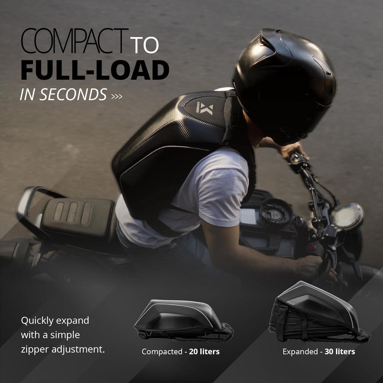 Alt view image 4 of 5 - KRONOX Hardshell Motorcycle Backpack for Men & Women - Protective No-Drag Helmet Bag, Fits 15-Inch Laptop, Reflective Riding Gear for Commute & Travel