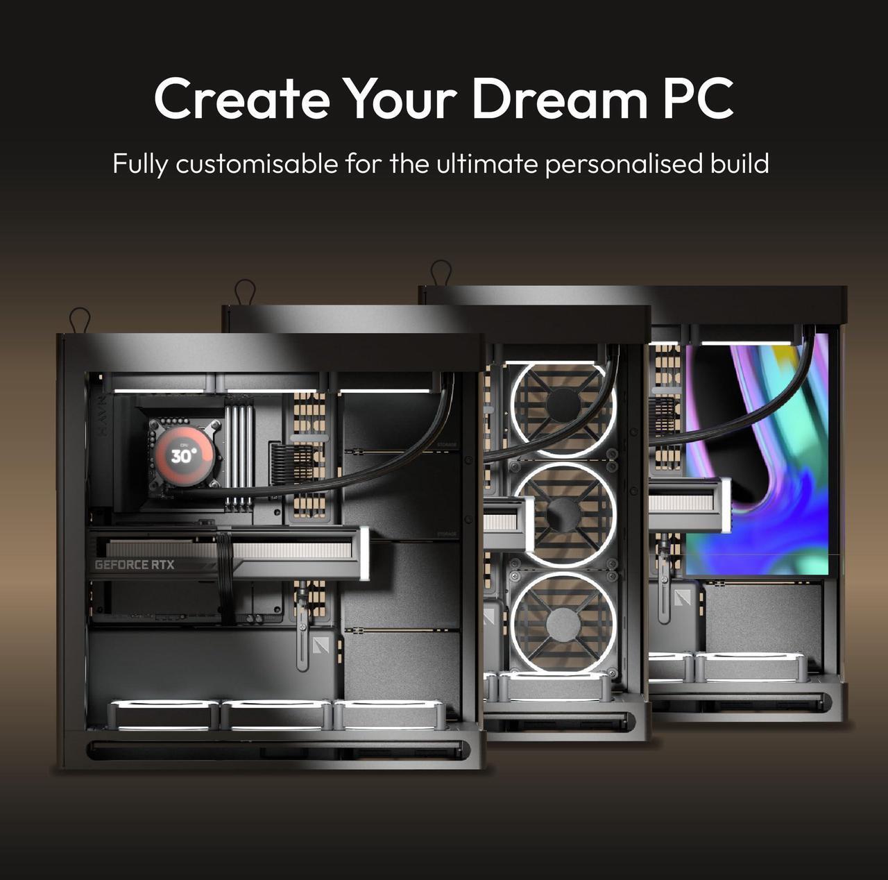 Alt view image 5 of 5 - HAVN HS 420 Dual-Chamber Mid Tower PC Case ATX Black | Hybrid Design, 11x 140mm Fan Slots & 3X 420mm Radiator Support, SimpliCable Cable Management, Tempered Glass, PWM Fan Hub