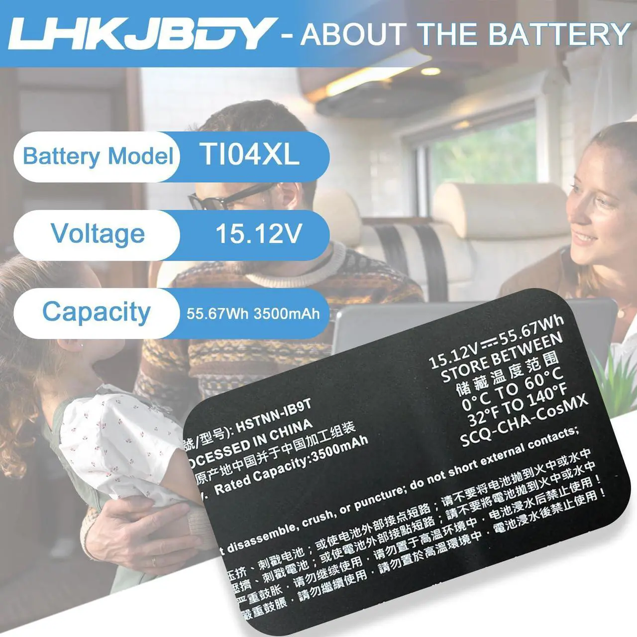 Alt view image 2 of 5 - LHKJBDY TI04XL Laptop Battery Replacement for HP Envy 17-CH 17-CH0027UR 17-CH0026UR 17M-CH0013DX 17.3" Series M24563-005 HSTNN-IB9T TIO4XL TI04055XL M24563-005 M24420-1C1 M24420-1D1 55.67Wh