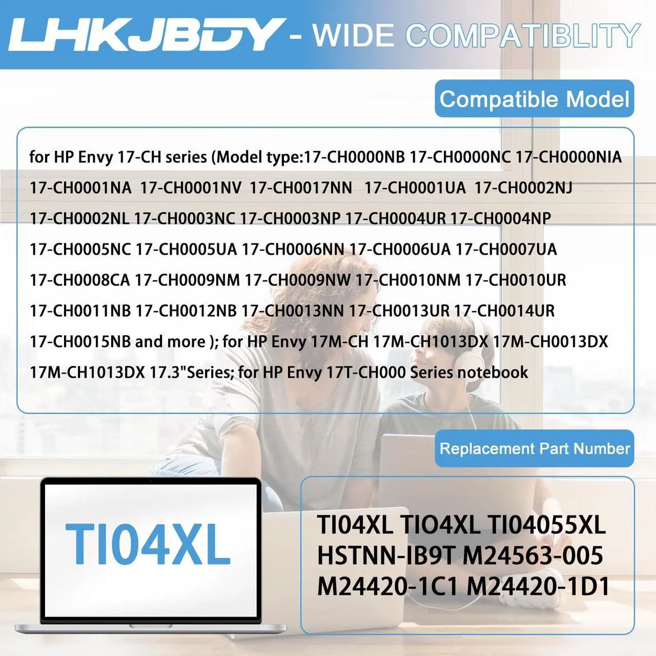 Alt view image 4 of 5 - LHKJBDY TI04XL Laptop Battery Replacement for HP Envy 17-CH 17-CH0027UR 17-CH0026UR 17M-CH0013DX 17.3" Series M24563-005 HSTNN-IB9T TIO4XL TI04055XL M24563-005 M24420-1C1 M24420-1D1 55.67Wh
