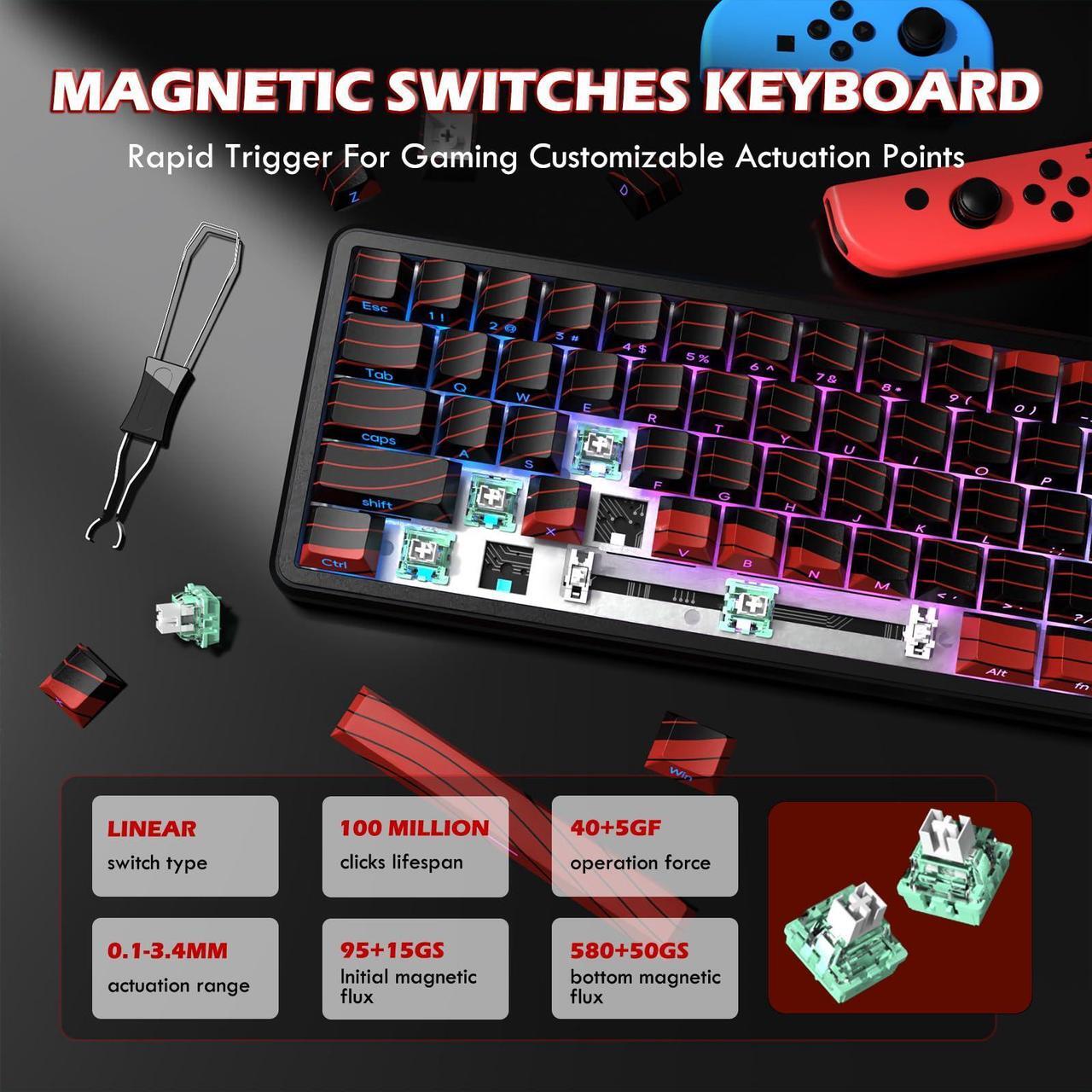 Alt view image 5 of 5 - Attack Shark X65PRO HE & X11 Gaming Combo,Hall Effect Magnetic Keyboard & Ultralight Mouse with RGB Charging Dock,8K Polling,22K DPI,Tri-Mode Wireless,Hot-Swappable, for Win/Mac/Linux-