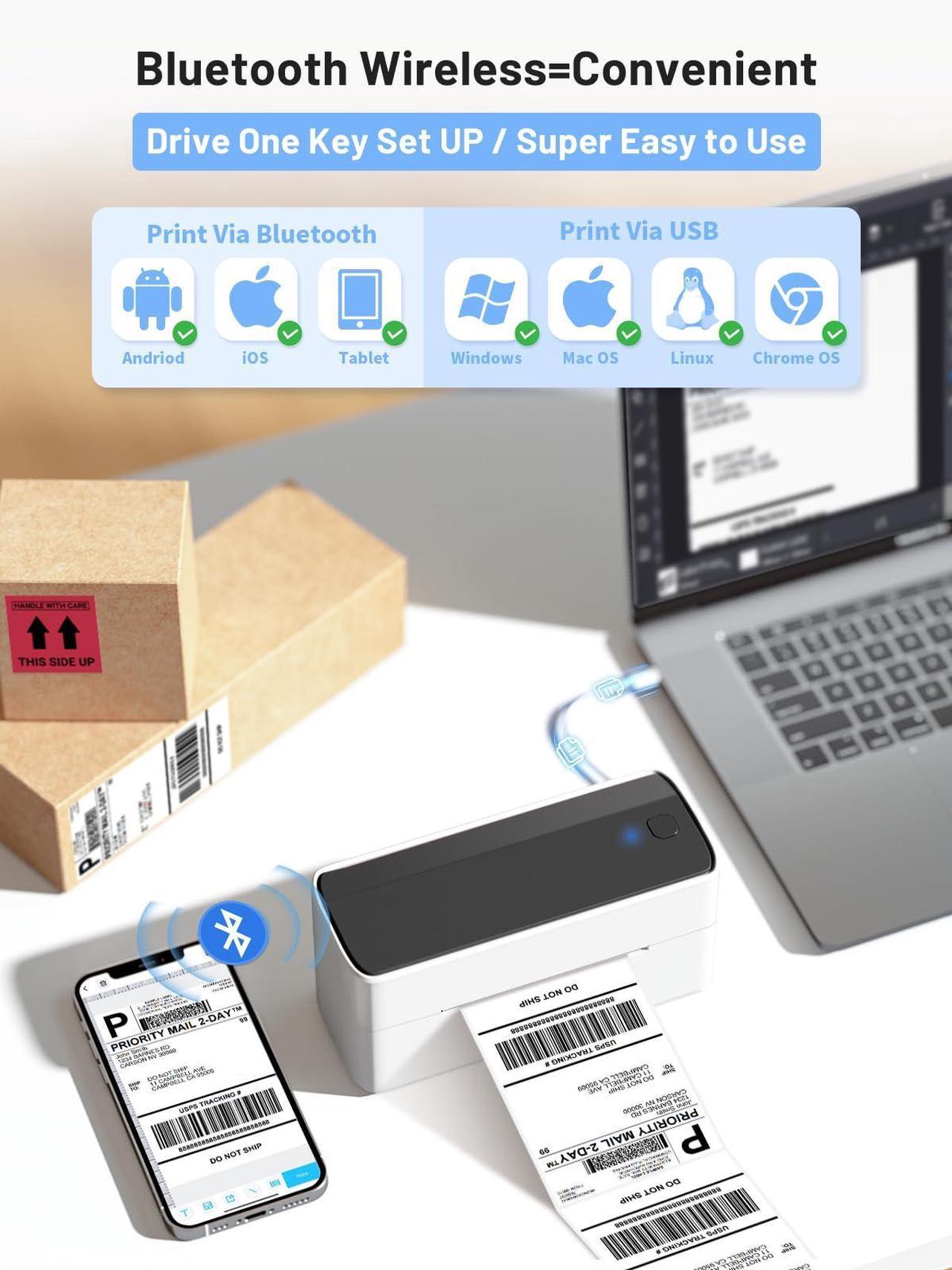 Alt view image 2 of 5 - Phomemo Wireless Label Printer with 500 PCS Pink 4"x6" Labels Roll Shipping Supplies Labels