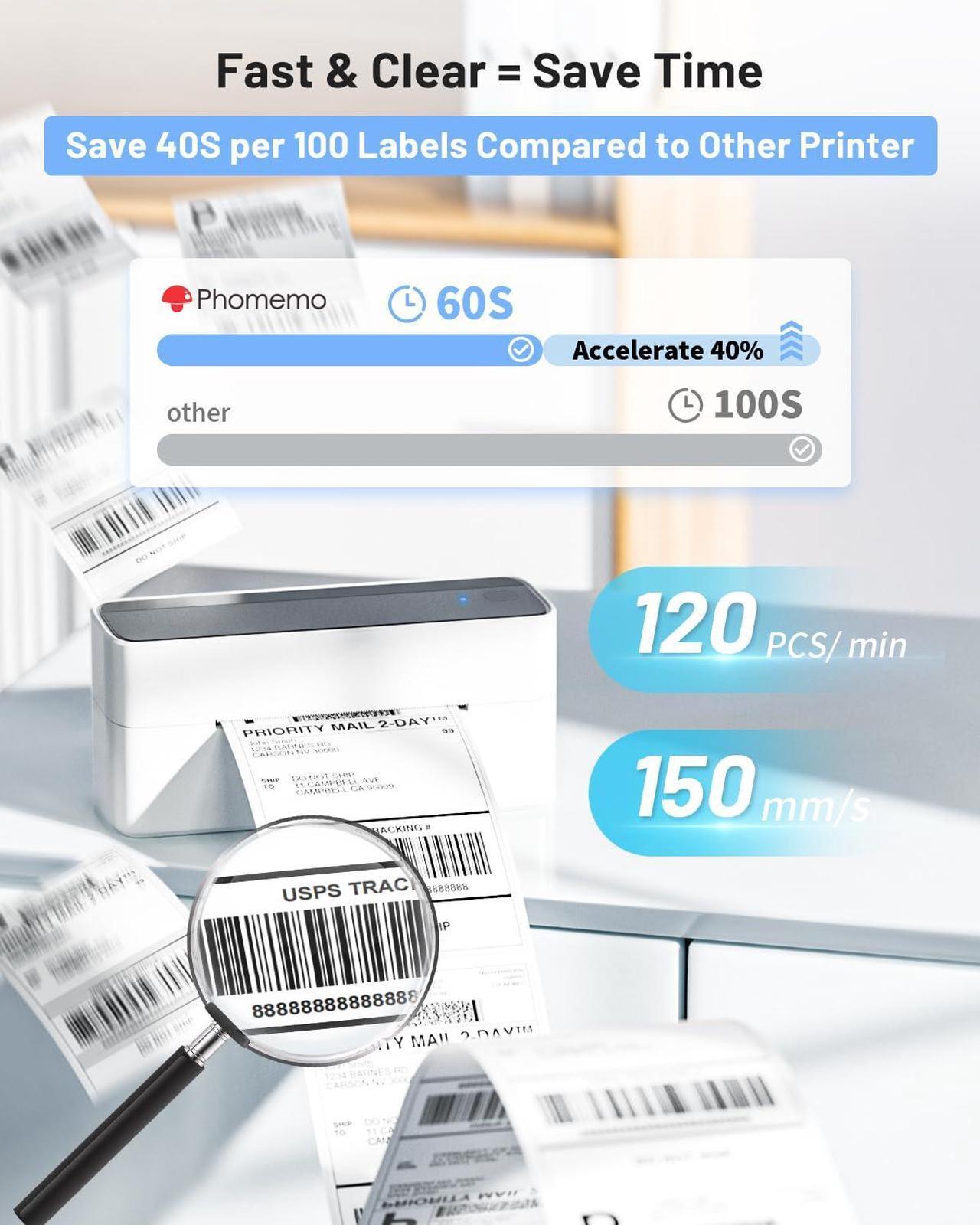 Alt view image 4 of 5 - Phomemo Wireless Label Printer with 500 PCS Pink 4"x6" Labels Roll Shipping Supplies Labels