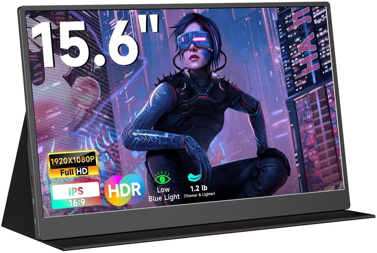 Main image of qaf Portable Monitor for Laptop 15.6 Inch FHD 1080P IPS Gaming Travel Laptop Screen Extender, Portable Laptop Monitor USB-C/HDMI HDR Display for Laptop/PC/Mac/Phone/PS5/Xbox/Switch, Built-in Speakers