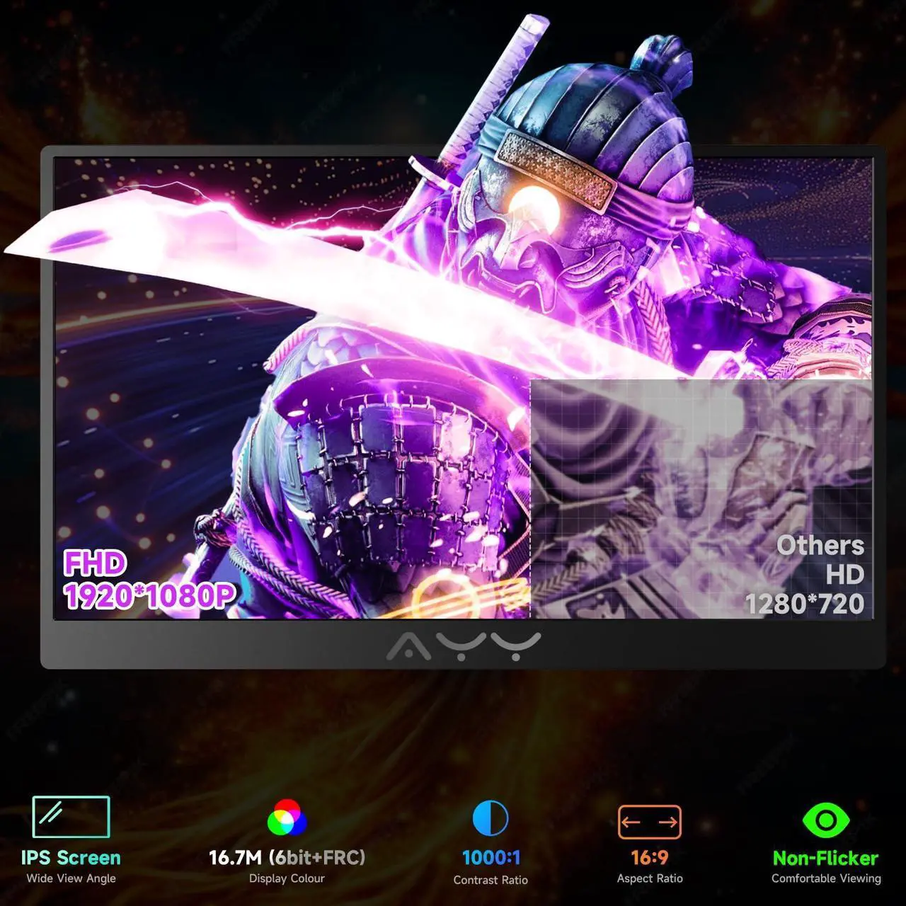 Alt view image 2 of 5 - qaf Portable Monitor for Laptop 15.6 Inch FHD 1080P IPS Gaming Travel Laptop Screen Extender, Portable Laptop Monitor USB-C/HDMI HDR Display for Laptop/PC/Mac/Phone/PS5/Xbox/Switch, Built-in Speakers