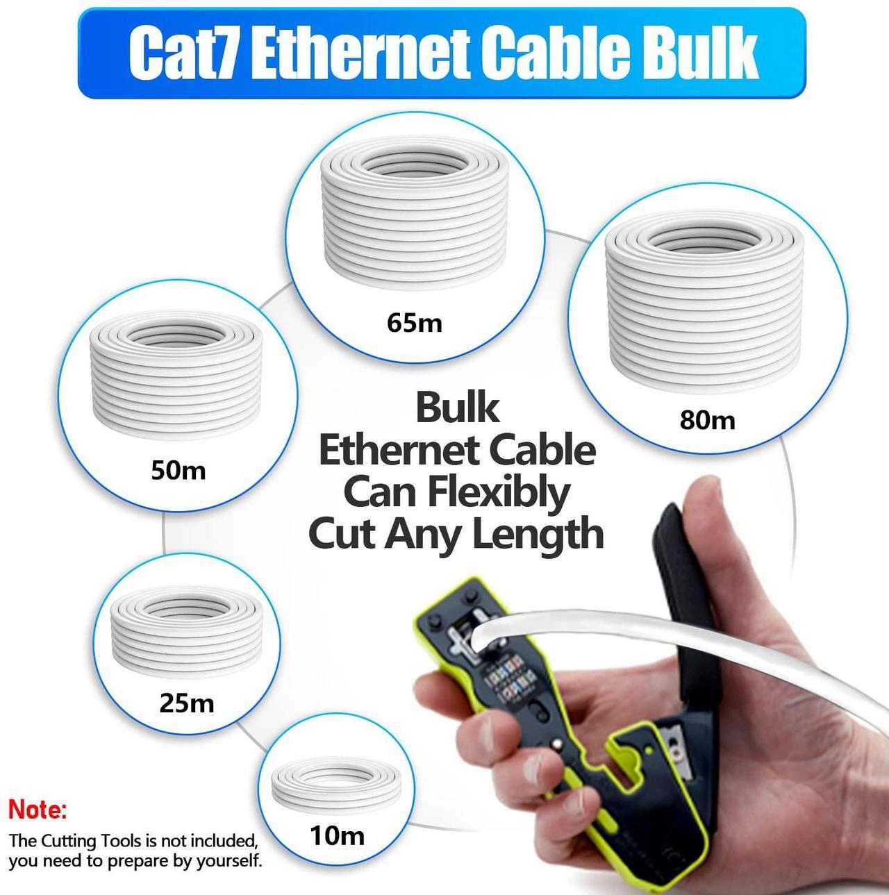 Alt view image 4 of 5 - Cat 7 Ethernet Cable Bulk 328ft Outdoor&Indoor(20 RJ45), SFTP Triple Shielded Cat 7High Speed Ethernet Cable 10Gbps 600Mhz, Waterproof, Direct Burial, UV Resistant for Gaming, Router