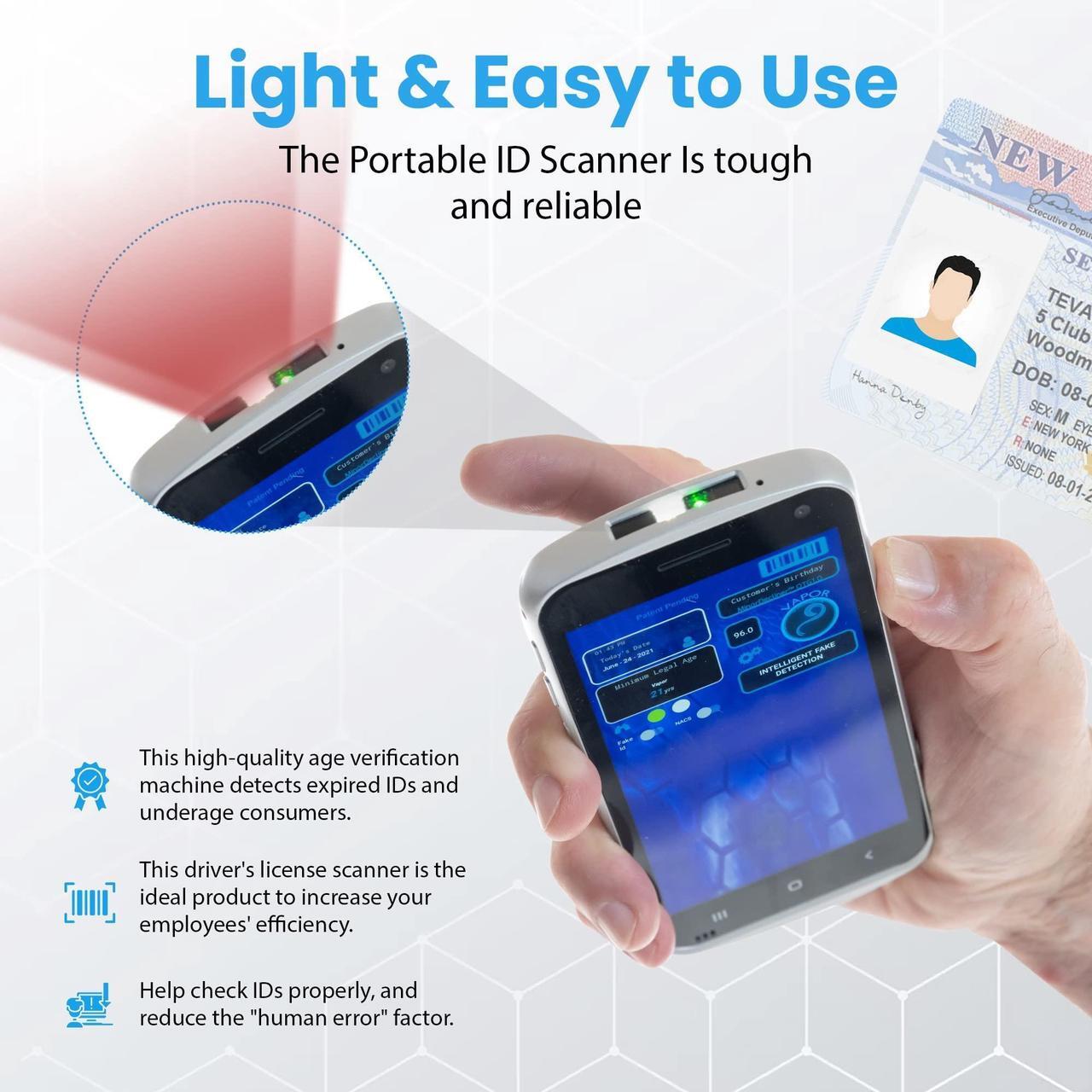 Alt view image 5 of 5 - MinorDecliner Portable ID Scanner for Bars, Clubs, and Other Businesses - Reads Drivers Licenses - Tough and Rugged - Includes Optional Fake ID Detection