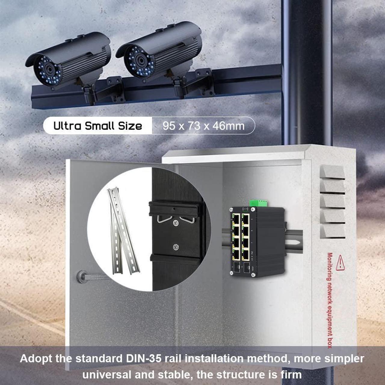 Alt view image 4 of 5 - Throncom Industrial 8 Ports Managed PoE Fiber Switch Gigabit Web Management Switch with 100/1000M Adaptive 2 SFP Slots Din Rail Small Network Switch 802.3at 30W/240W Support QOS, VLAN, IGMP 48-57VDC