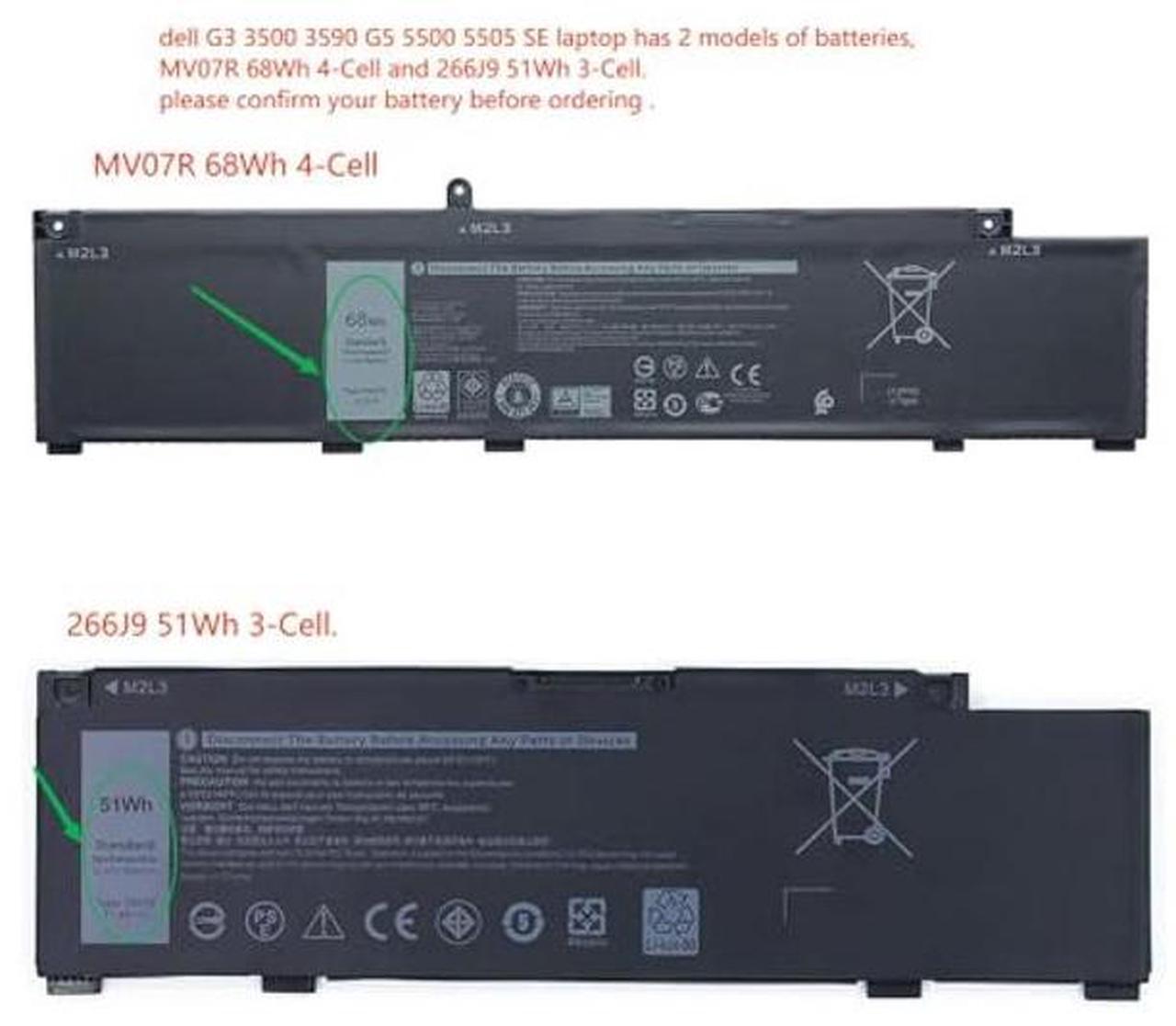 Alt view image 2 of 5 - EFOHANA MV07R Laptop Battery Replacement for Dell G3 3590 3790 G5 5590 5500 5505 SE G7 7590 7790 Series Notebook 0JJRRD JJRRD 15.2V 68Wh 4250mAh