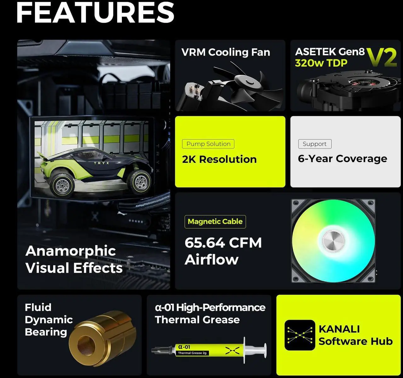 Alt view image 2 of 5 - TRYX Panorama 360 ARGB 360mm AIO 6.5'' AMOLED Curved Screen 3D Anamorphic Effect Display Customizable AIO Cooler 360mm Asetek 8th Gen V2 320w TDP Magnetic ARGB Fan Intel LGA 1851/1700 AMD AM5/AM4