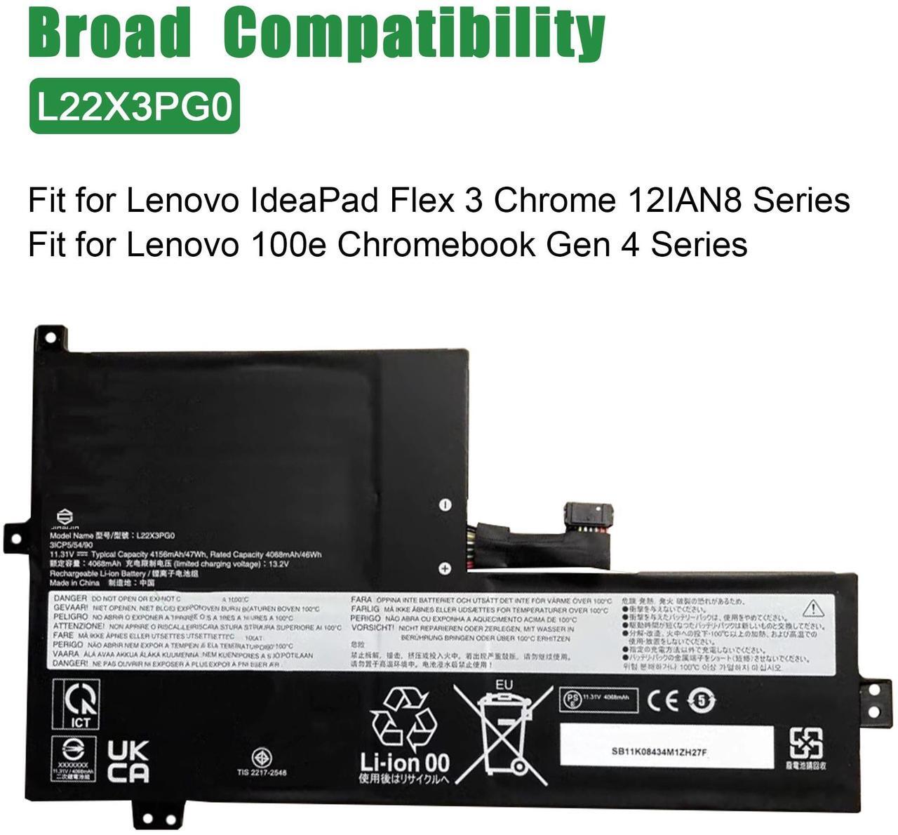 Alt view image 4 of 5 - JIAZIJIA L22X3PG0 Laptop Battery Replacement for Lenovo IdeaPad Flex 3 Chrome 12IAN8 100e Chromebook Gen 4 Series SB11K08434 5B11K08435 L22M3PG0 SB11K08429 L22B3PG0 L22C3PG0 L22D3PG0 11.31V 47Wh