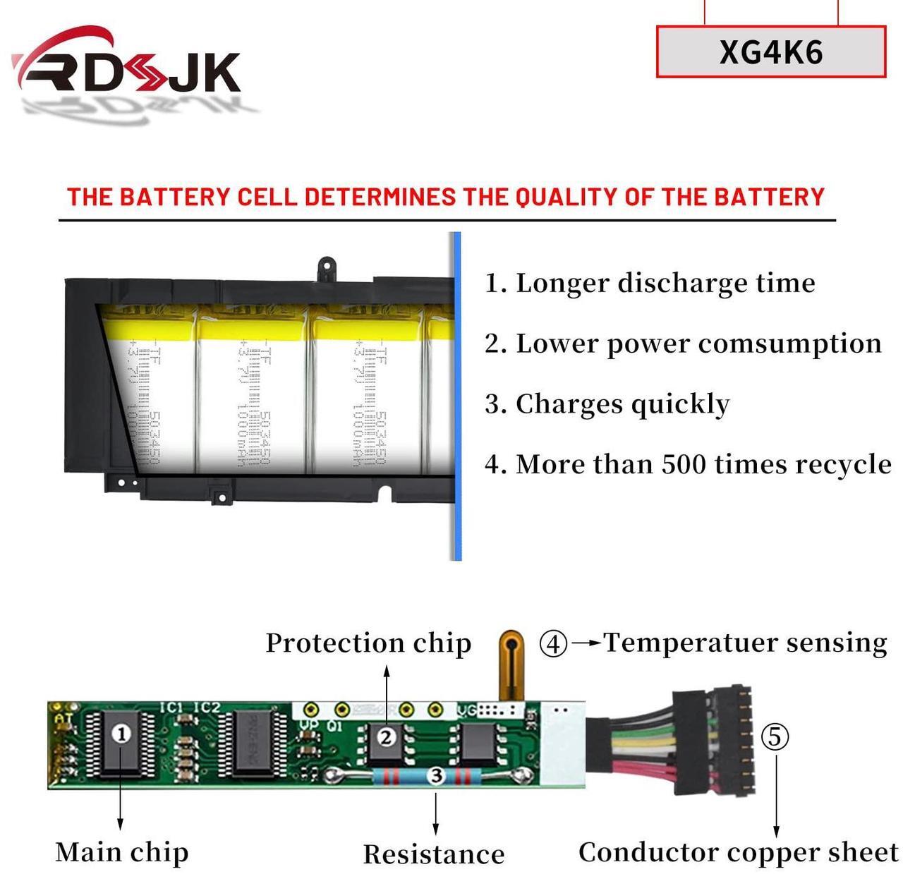 Alt view image 4 of 5 - XG4K6 01RR3 F8CPG 5XJ6R Laptop Battery for Dell XPS 17 9700 9710 9720 9730 Precision 5750 5760 5770 XPS 17-9700-D1741S 17-9700-D1761TS Series 0XG4K6 001RR3 0F8CPG 05XJ6R KVPMY 0YY3V KRDHV 11.4V 97Wh