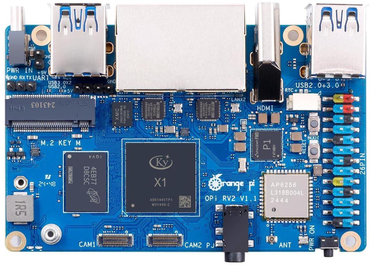 Main image of Orange Pi RV2 2GB RAM LPDDR4X RISC V 8 Core 2Tops Al Arithmetic Power Development Board, Wi-Fi 5+BT 5 with BLE Support Single Board Computer Run Ubuntu24.04 (2GB)