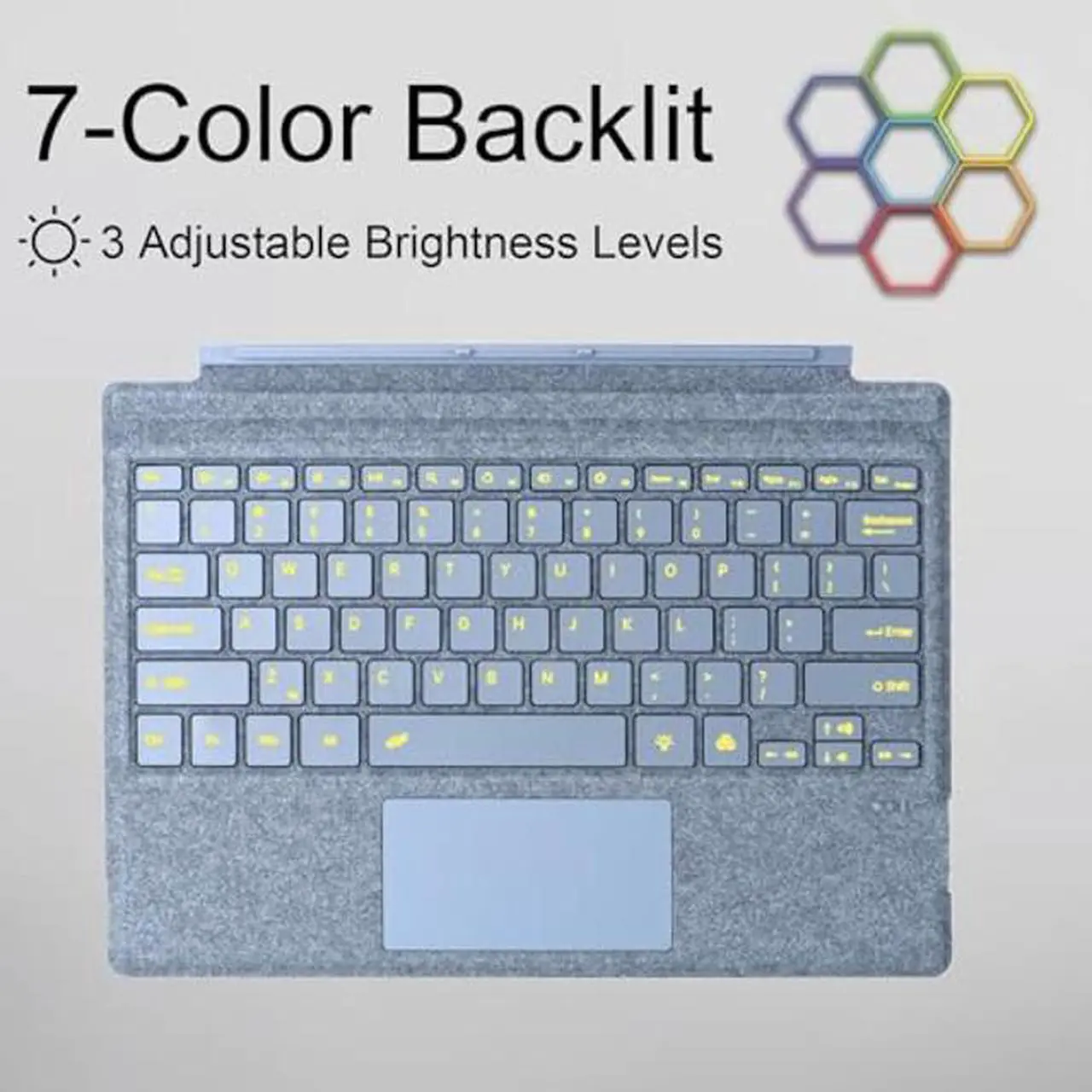 Alt view image 4 of 5 - Zoof Type Cover for Microsoft Surface Pro 7 Plus/Pro 7, 12.3 inch, Ultra-Slim Wireless Tablet Keyboard with Multi Touchpad Bluetooth (Ice Blue with Backlit)