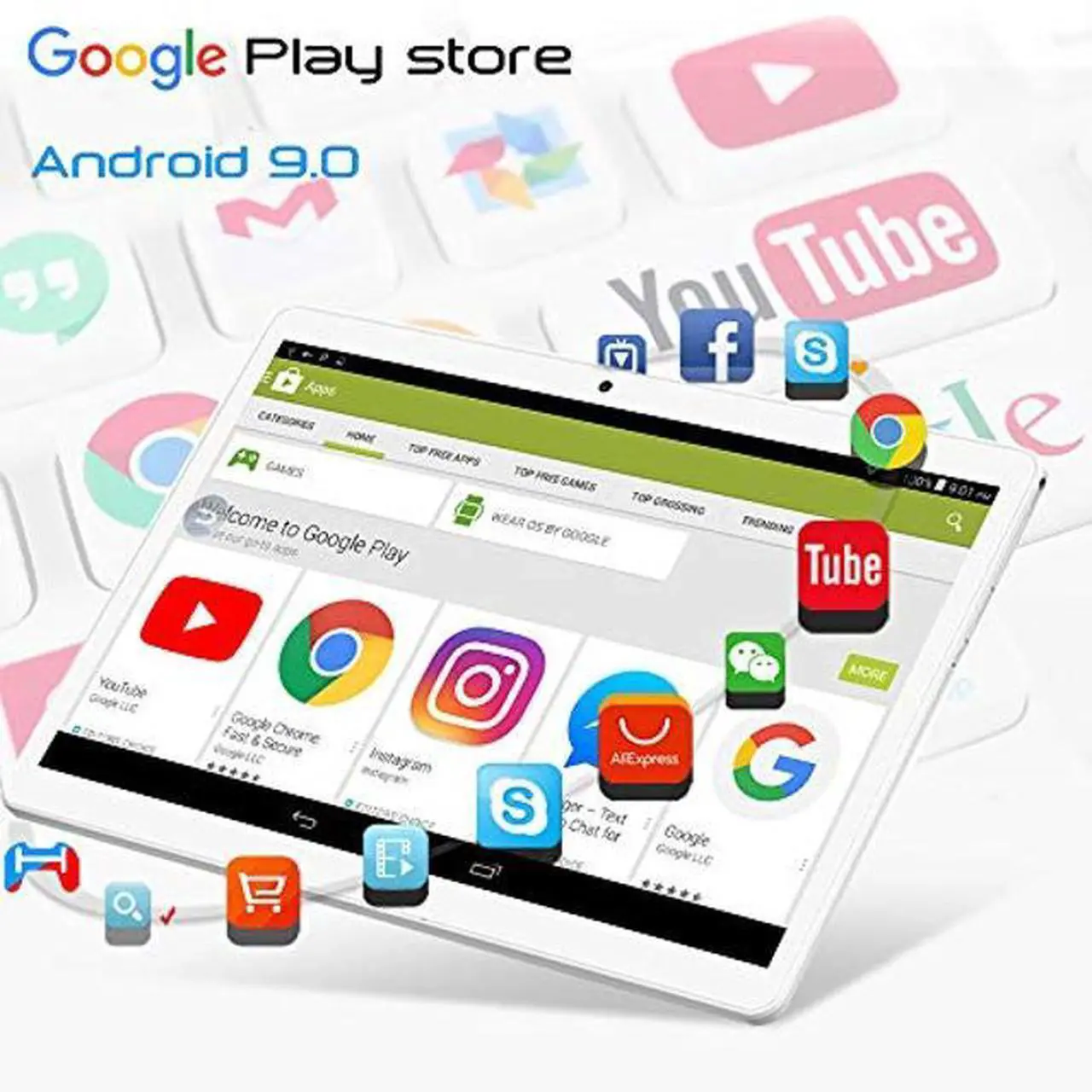 Alt view image 3 of 5 - ZONKO Tablet 10.1 inch Android Tablet with 2GB+32GB, 3G Phone Tablets & Dual Sim Card & 2MP+ 5MP Dual Camera, Quad Core Processor, 1280x800 IPS HD Display,GPS, FM (Silver)