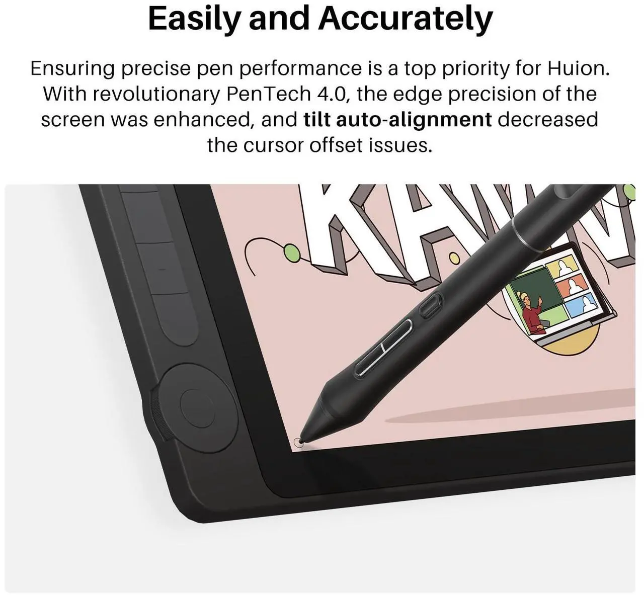 Alt view image 3 of 5 - HUION Battery-Free Pen PW600L, PenTech 4.0, Compatible with Kamvas Pro 19, Kamvas Pro 27, and Kamvas 13 (Gen 3)