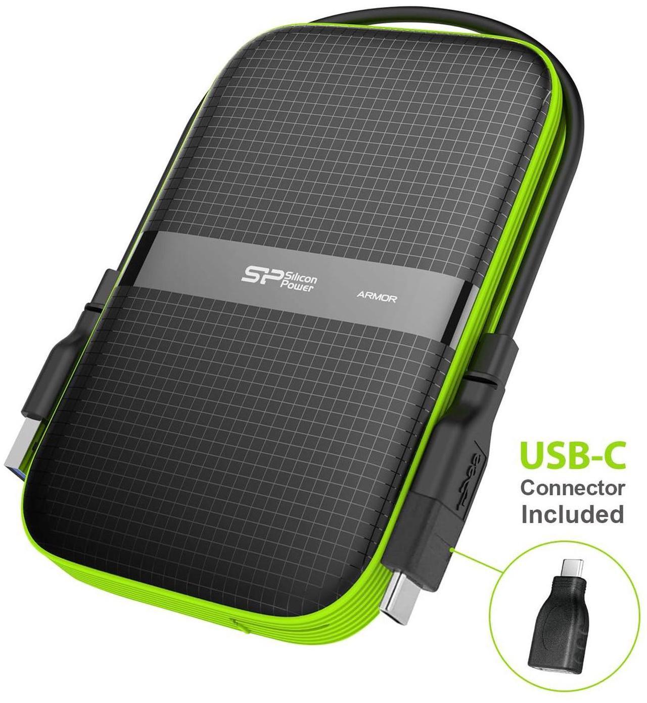 Alt view image 2 of 5 - Silicon Power 4TB USB-C USB 3.0 Rugged Portable External Hard Drive Armor A60, Military-Grade Shockproof/Water-Resistant for PC, Mac and iPad Pro, Black