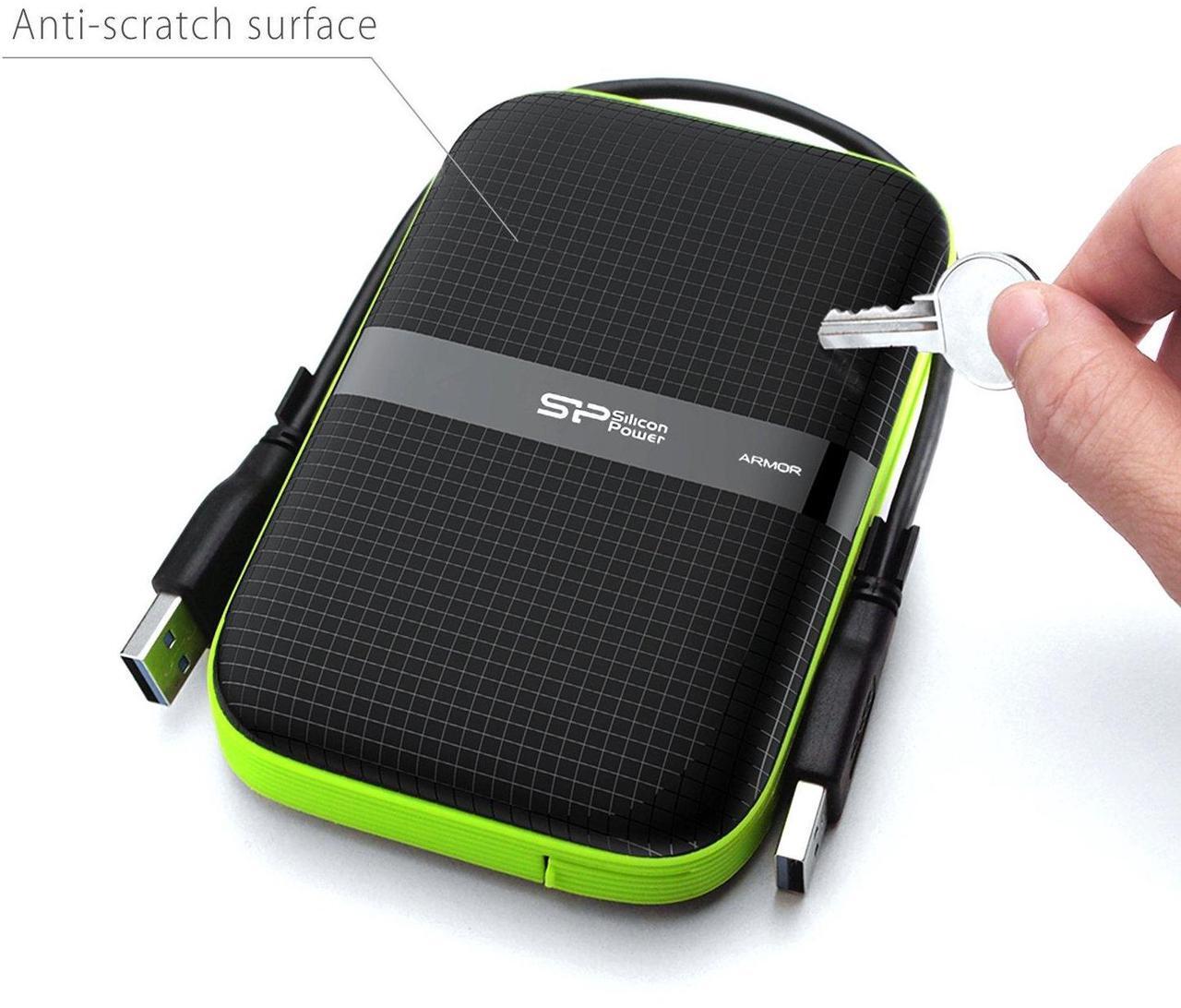 Alt view image 4 of 5 - Silicon Power 4TB USB-C USB 3.0 Rugged Portable External Hard Drive Armor A60, Military-Grade Shockproof/Water-Resistant for PC, Mac and iPad Pro, Black