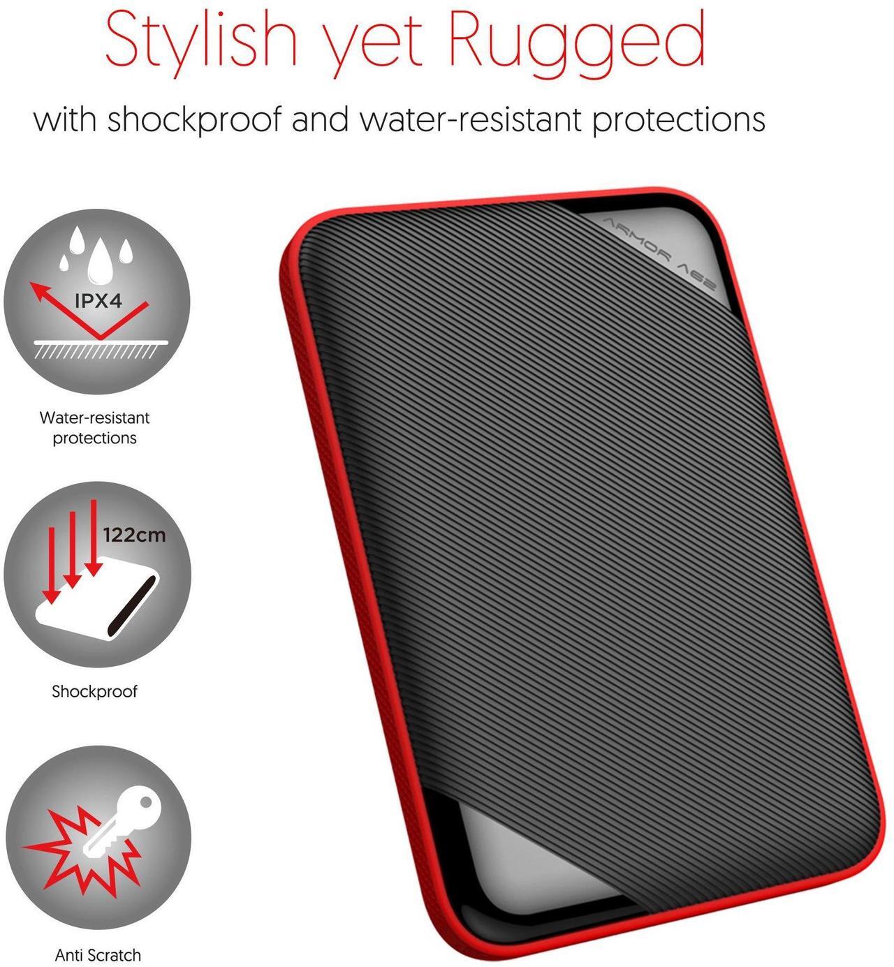 Alt view image 5 of 5 - Silicon Power 1TB Rugged Armor A62S Shockproof/ IPX4 Water-Resistant/Dustproof/Anti-Scratch USB 3.0 2.5" Portable External Hard Drive HDD for for PS5, Mac, Xbox and PS4