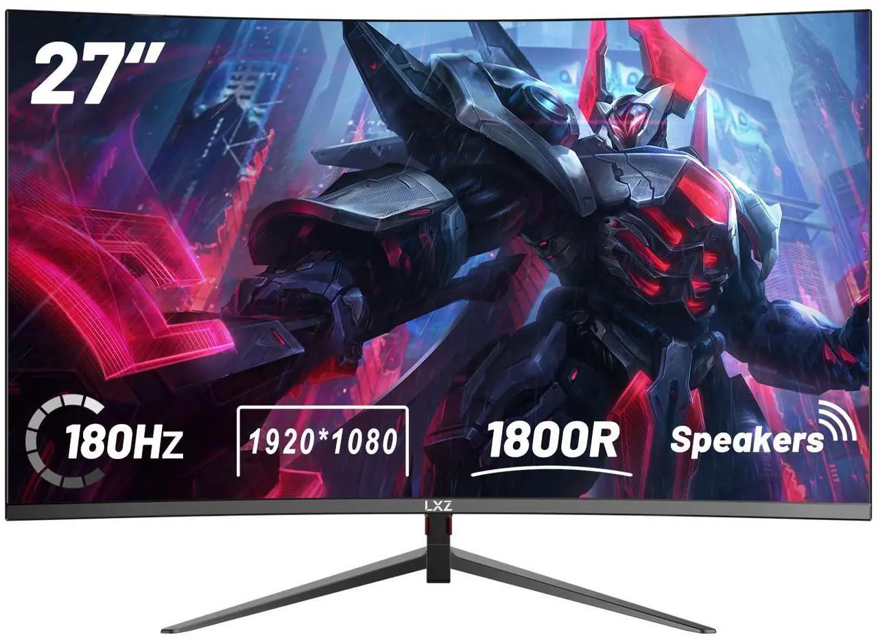 Main image of LXZ Curved Gaming Monitor 27 Inch PC Monitor 180hz, Full HD 1080P Frameless 1800R Gaming Display with FreeSync & Eye-Care Technology, DP, HDMI Port - Black
