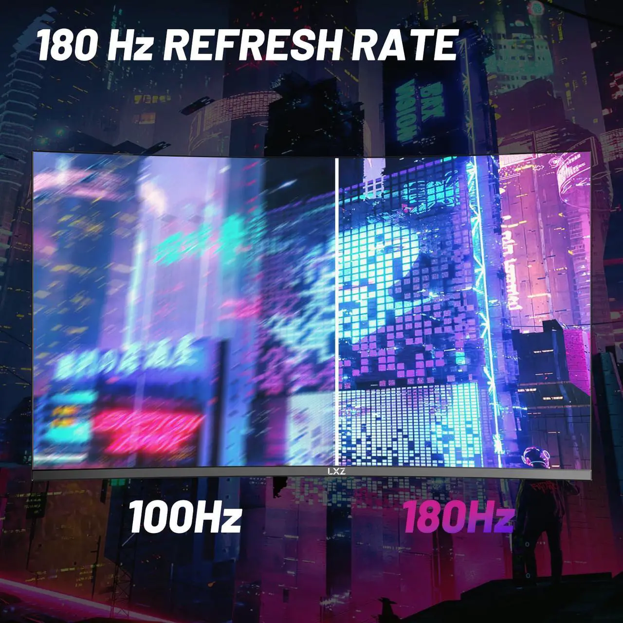 Alt view image 2 of 5 - LXZ Curved Gaming Monitor 27 Inch PC Monitor 180hz, Full HD 1080P Frameless 1800R Gaming Display with FreeSync & Eye-Care Technology, DP, HDMI Port - Black