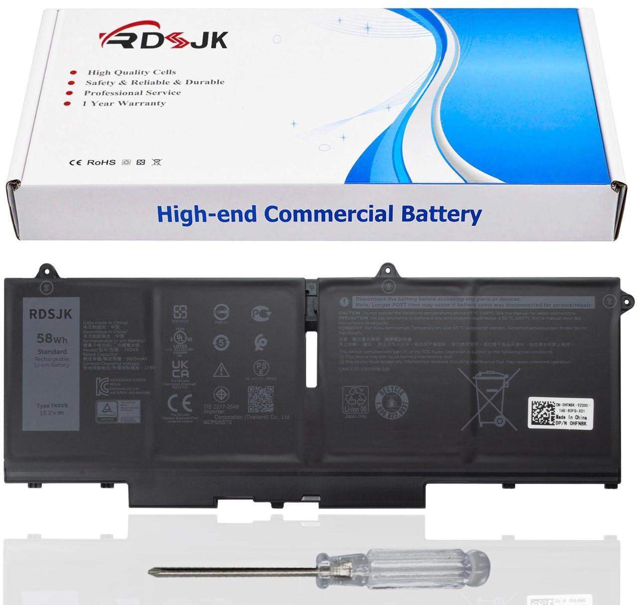 Main image of FK0VR 8P81K 293F1 Laptop Battery for Dell Latitude 5330 5430 5530 7330 7430 7530 Latitude 5330 7330 7430 2-in-1 Series 8H6WD 08H6WD 01VX5 001VX5 404T8 0404T8 PX0GF 0PX0GF 51R71 051R71 HFN8K 15.2V 58Wh