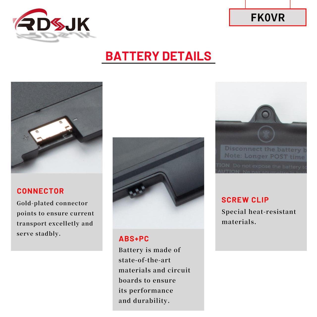 Alt view image 5 of 5 - FK0VR 8P81K 293F1 Laptop Battery for Dell Latitude 5330 5430 5530 7330 7430 7530 Latitude 5330 7330 7430 2-in-1 Series 8H6WD 08H6WD 01VX5 001VX5 404T8 0404T8 PX0GF 0PX0GF 51R71 051R71 HFN8K 15.2V 58Wh