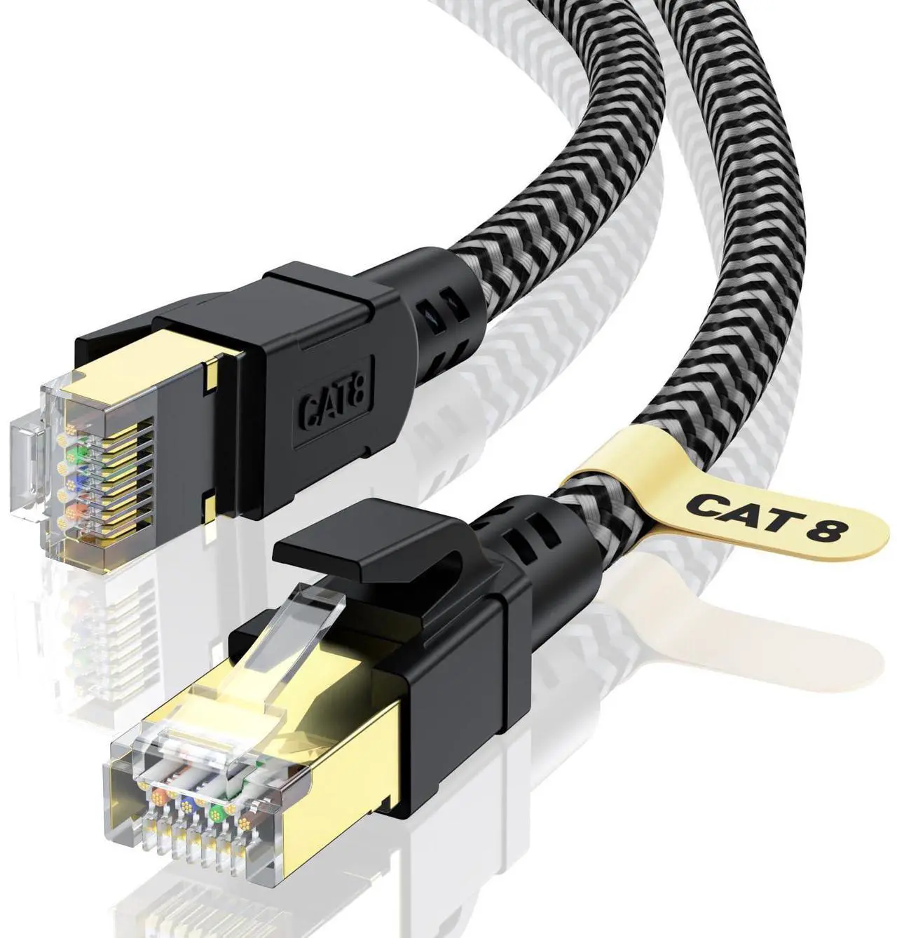 Main image of CABNEER Cat 8 Ethernet Cable 95FT, High-Speed Braided Internet Cable Network Cord with Gold Plated RJ45 Connector 40Gbps 2000Mhz Heavy Duty LAN Cable Shielded Indoor