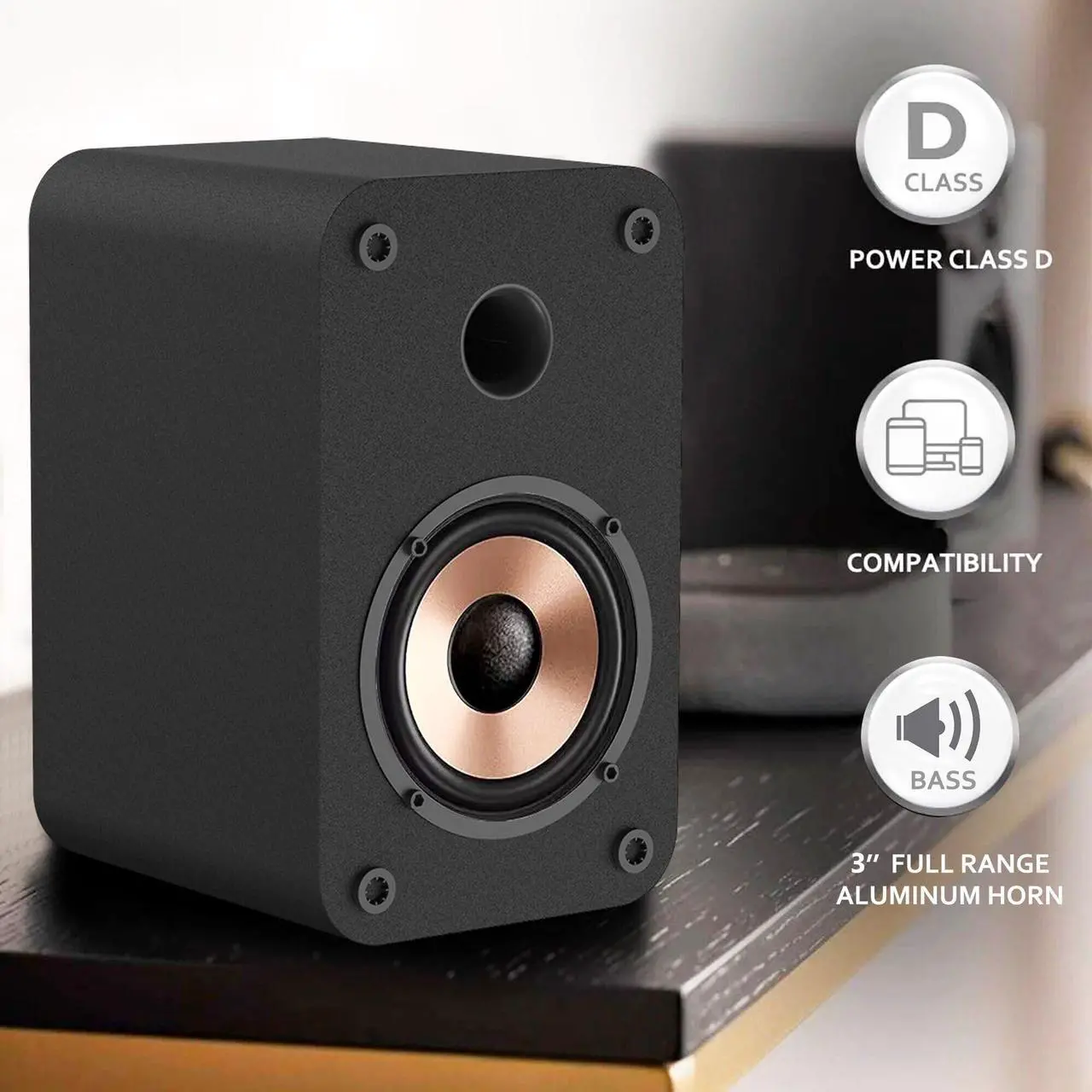 Alt view image 3 of 5 - LONPOO Plug-N-Play Computer Speakers for Desktop and PC, 30W RMS Active Bookshelf Speaker with 3-Inch Full Range Speaker,Support Bluetooth 5.3, USB Playback,Aux-in and 3.5mm Earphone Port