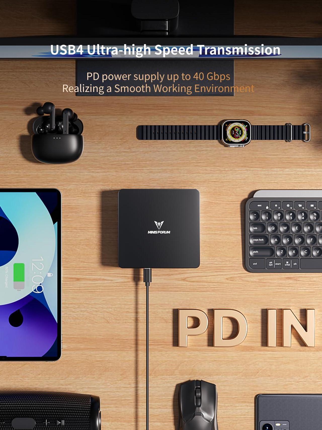 Alt view image 3 of 5 - MINISFORUM UM890 Pro Ryzen 9 Mini PC AMD Ryzen 9 8945HS(8C/16T, up to 5.2GHz) 64GB RAM 1TB SSD Micro Computer, 2xUSB4(8K) 1xHDMI(4K) 1xDP(4K) Output, 2X RJ45 Port, BT5.2, 4xUSB3.2 Mini Tower PC