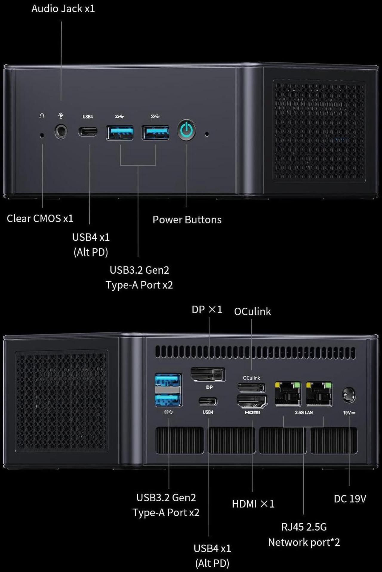 Alt view image 5 of 5 - MINISFORUM UM890 Pro Ryzen 9 Mini PC AMD Ryzen 9 8945HS(8C/16T, up to 5.2GHz) 64GB RAM 1TB SSD Micro Computer, 2xUSB4(8K) 1xHDMI(4K) 1xDP(4K) Output, 2X RJ45 Port, BT5.2, 4xUSB3.2 Mini Tower PC