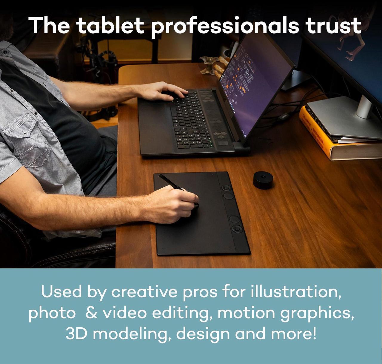 Alt view image 4 of 5 - Wacom Intuos Pro Medium Bluetooth Professional Graphic Drawing Tablet with Pro Pen 3, Compatible with Mac, Windows - 2025 Edition