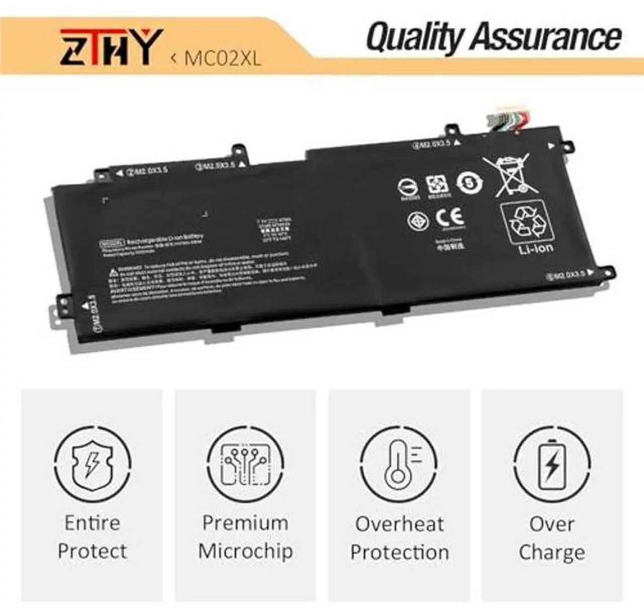 Alt view image 5 of 5 - ZTHY MC02XL MR02XL Laptop Battery Replacement for HP Elite X2 G4, Elite X2 G8 Series Notebook HSTNN-DB9E TPN-DB0G L45645-2C1 L46601-005 7.7V 47Wh 2-Cell