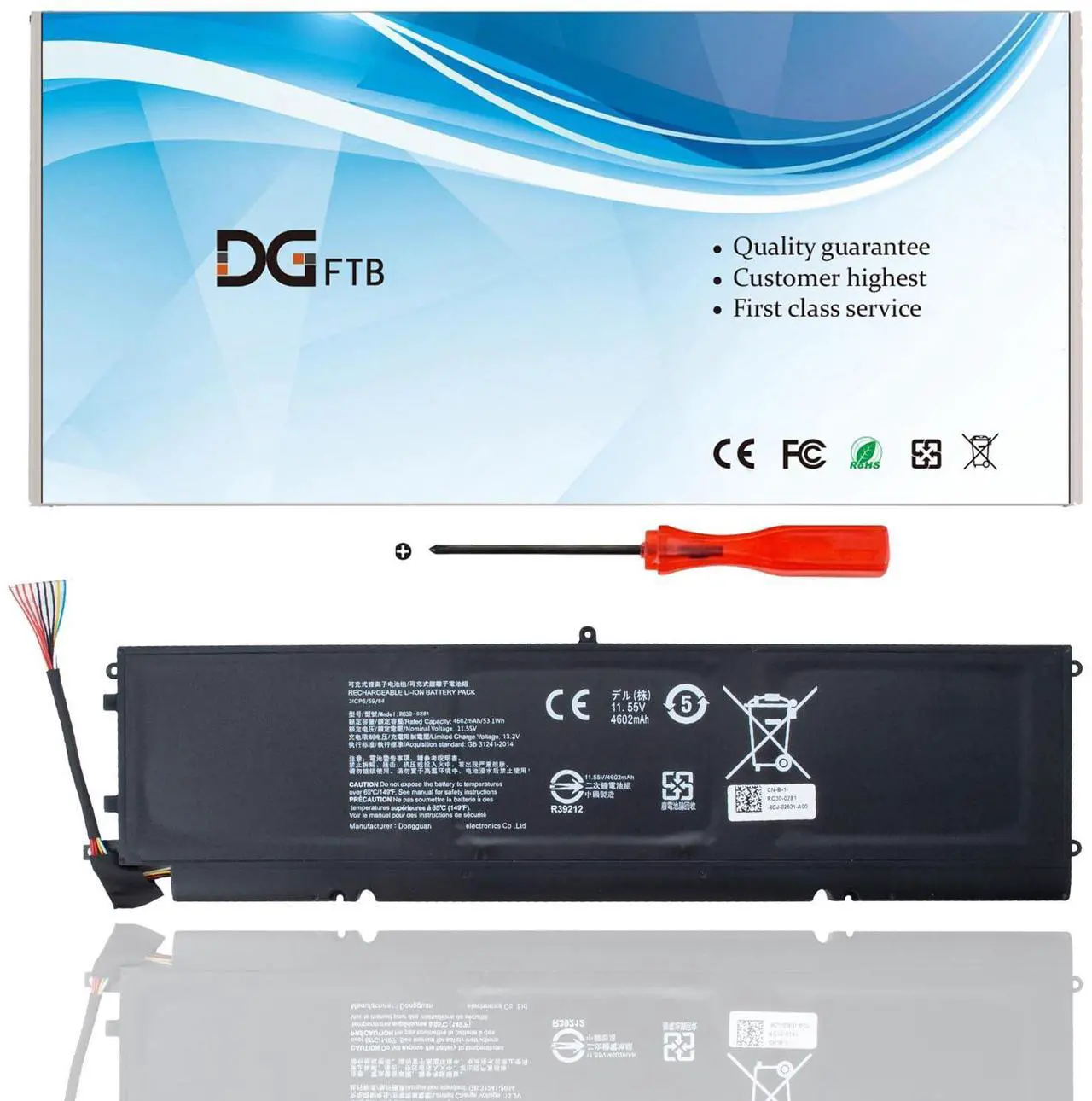 Main image of RC30-0281 Laptop battery for Razer Blade Stealth 13.3" 2018 2019 2020 i7-8565U 1065G7 RZ09-0281 RZ09-02810 RZ09-02812 RZ09-0310 RZ09-02810E71 RZ09-02812E71 RZ09-02812E52-R3U1 RZ09-03102E52 53.1Wh