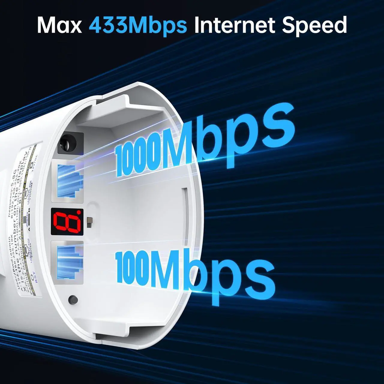 Alt view image 3 of 5 - Wireless Bridge for Easy Network Expansion,5.8G Point to Point Extending Wi-Fi to Outbuildings,Outdoor Wi-Fi Network Bridge W/ 1000Mbps RJ45Port and 16dBi Antenna,PoE Powered, IP65 Waterproof, 2-Pack