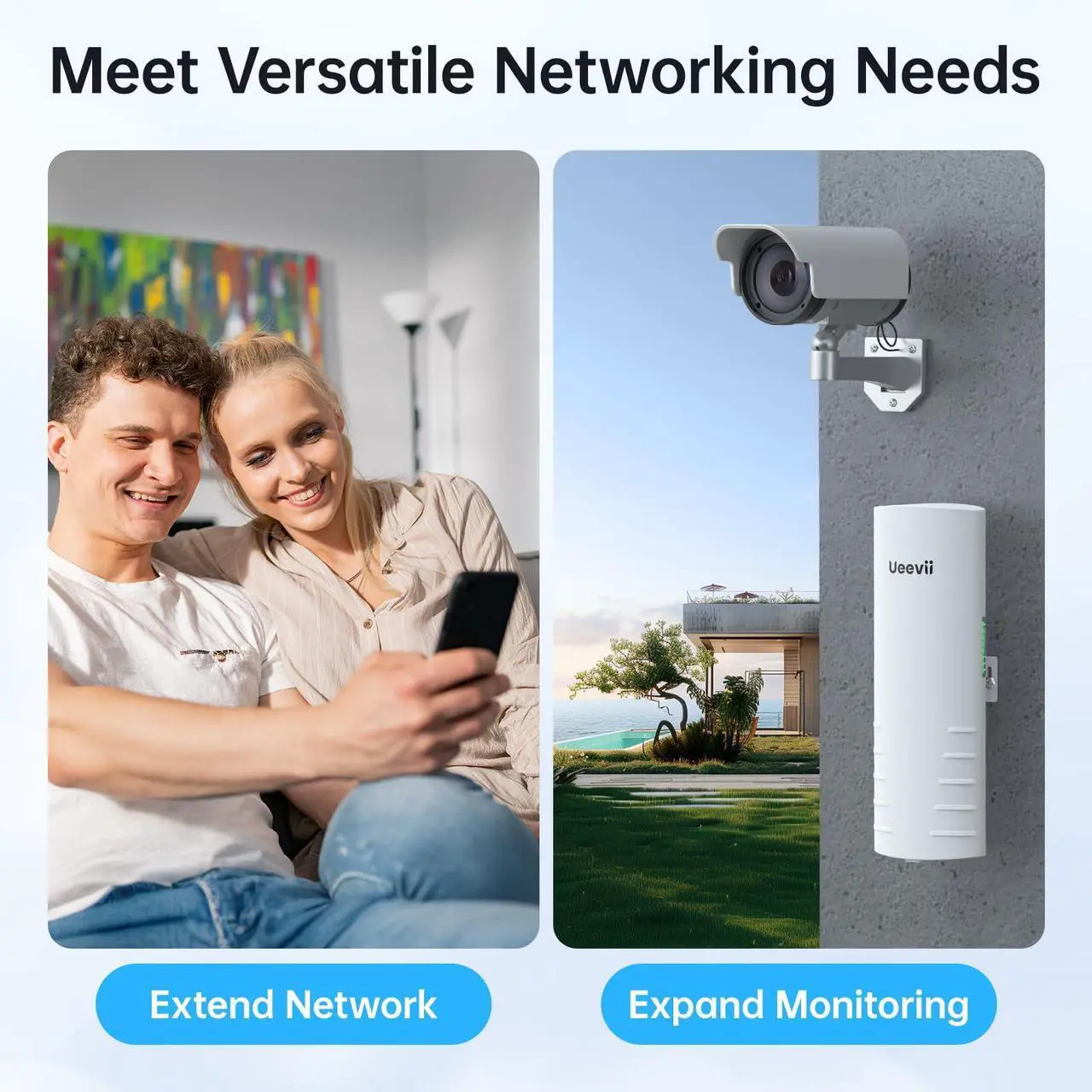 Alt view image 4 of 5 - Wireless Bridge for Easy Network Expansion,5.8G Point to Point Extending Wi-Fi to Outbuildings,Outdoor Wi-Fi Network Bridge W/ 1000Mbps RJ45Port and 16dBi Antenna,PoE Powered, IP65 Waterproof, 2-Pack