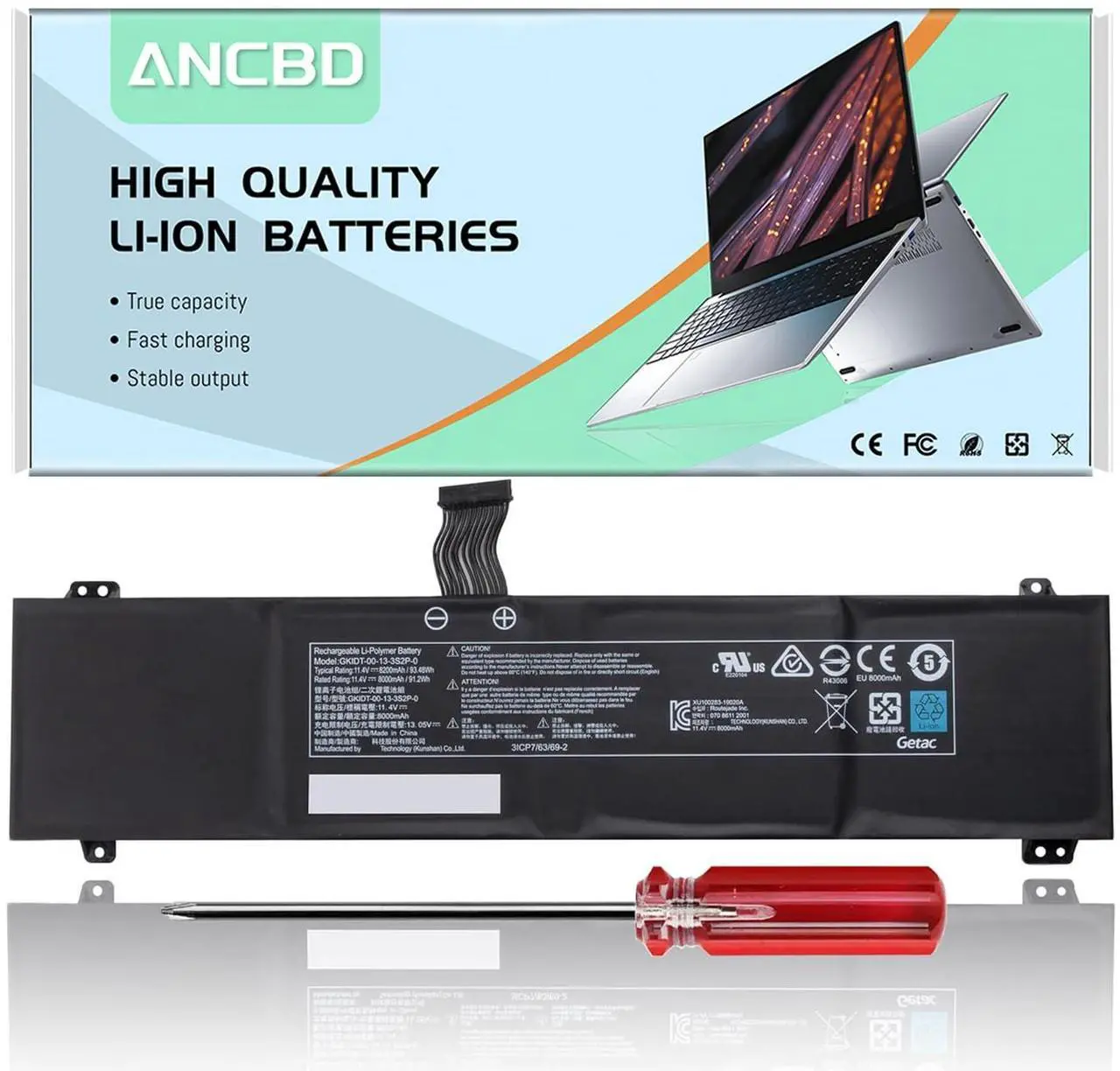 Main image of GKIDT-00-13-3S2P-0 Laptop Battery for for Eluktronics MAG-15 Adata XPG Xenia 15 Schenker XMG Fusion 15 XFU15L19 Aftershock Vapor 15 Pro 2021 GKIDT-03-17-3S2P-0 GLIDK-00-15-3S2P-0 11.4V 93.48Wh 6Cell.