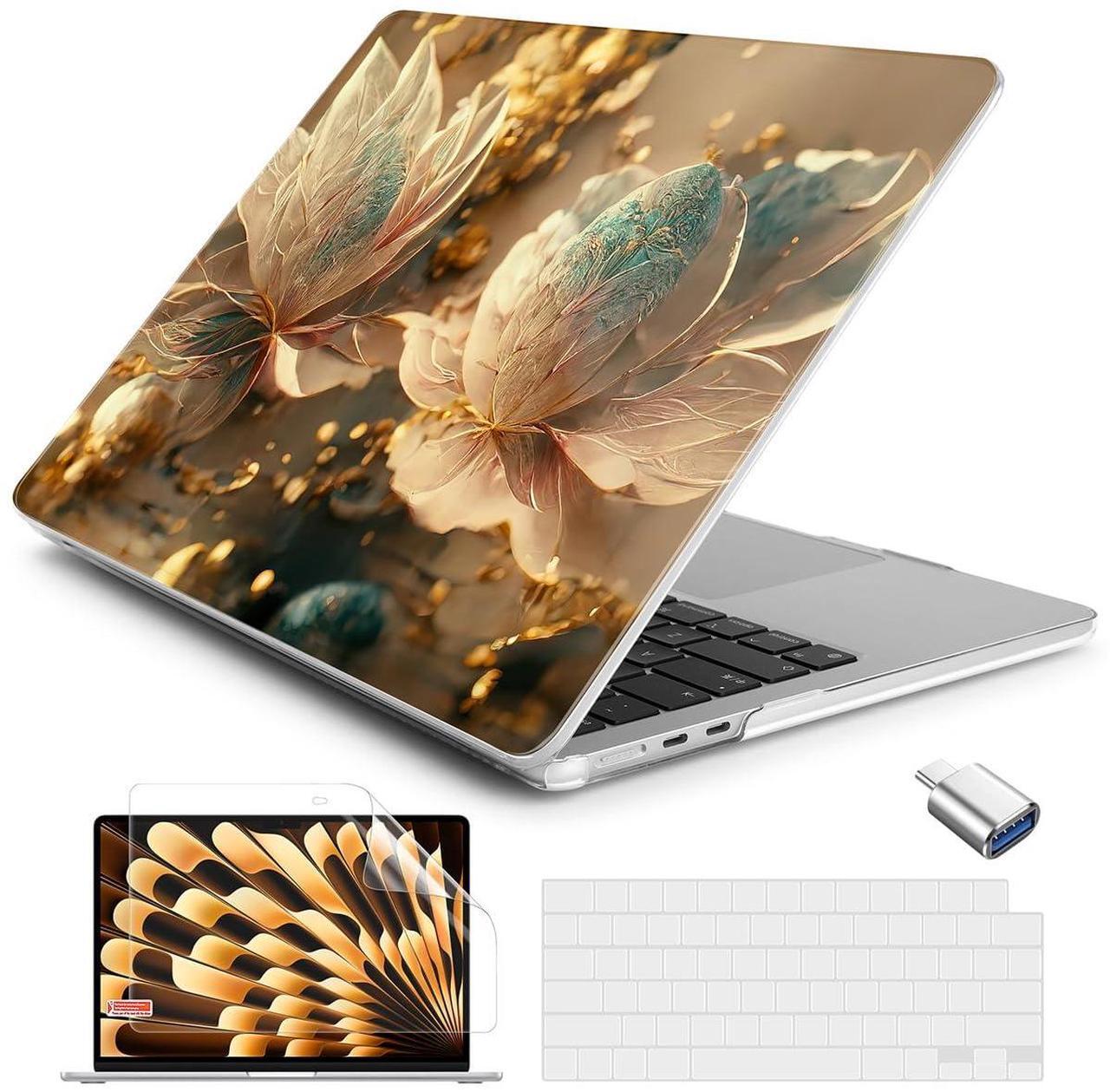 Main image of Batianda Case for New MacBook Air 13 inch 2025 M4 2024 2022 Model A3240 A3113 M3 A2681 M2, Designed Protective Hardshell Keyboard Cover & Screen Protector and USB-C Adapter, 3D Flower