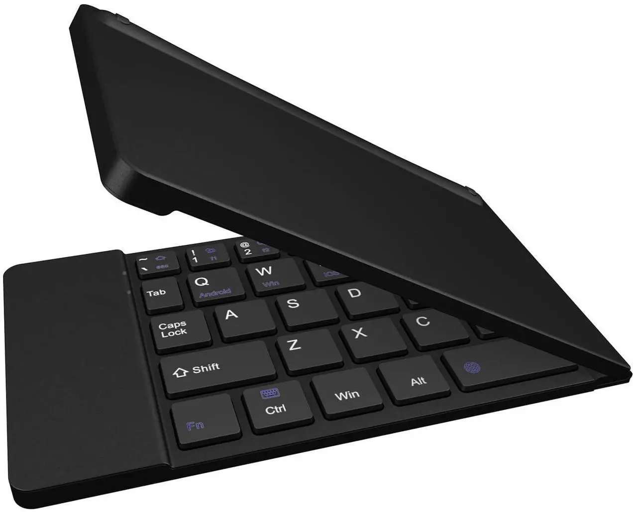 Main image of Portable Bluetooth Wireless Keyboard with Phone Holder Stand - Rechargeable Folding Board - Smartphone and Tablet Key Board Full Size Compatible to iPhone, iPad, Galaxy, Pixel