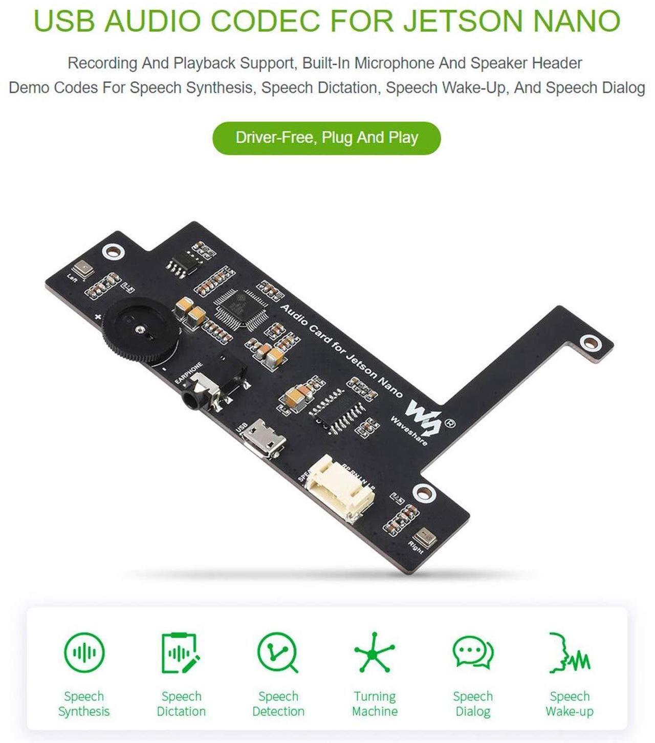 Alt view image 2 of 5 - USB Audio Codec for Jetson Nano, USB Sound Card, Driver-Free, Plug and Play, Support Recording and Playback, Built-in Microphone and Speaker Header