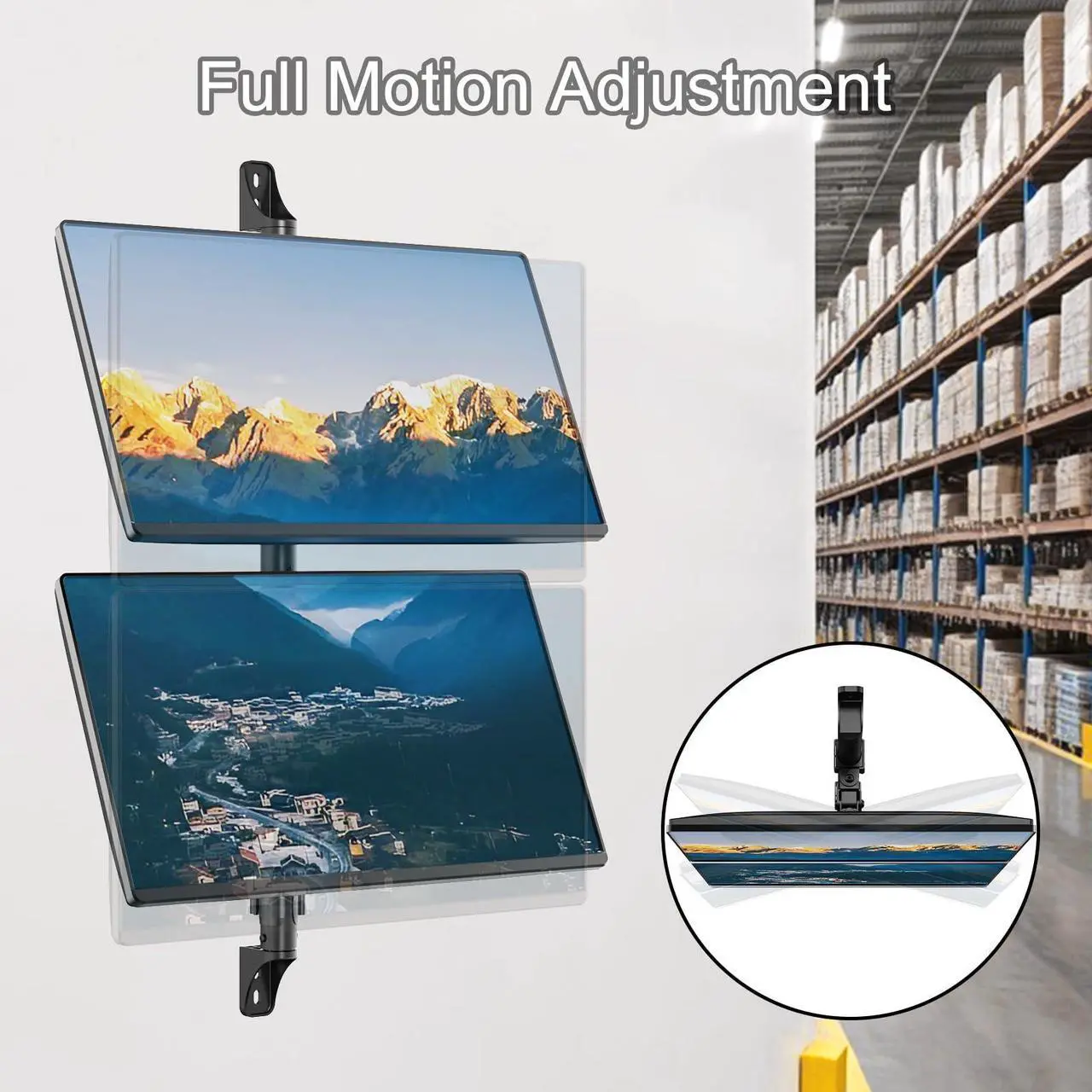Alt view image 4 of 5 - PUTORSEN Dual Monitor Wall Mount - Vertical Stacked Monitor Wall Mount for 17-32 inch Screens,Holds up to 19.8 lbs per Monitor,VESA 75x75/100x100mm,Black