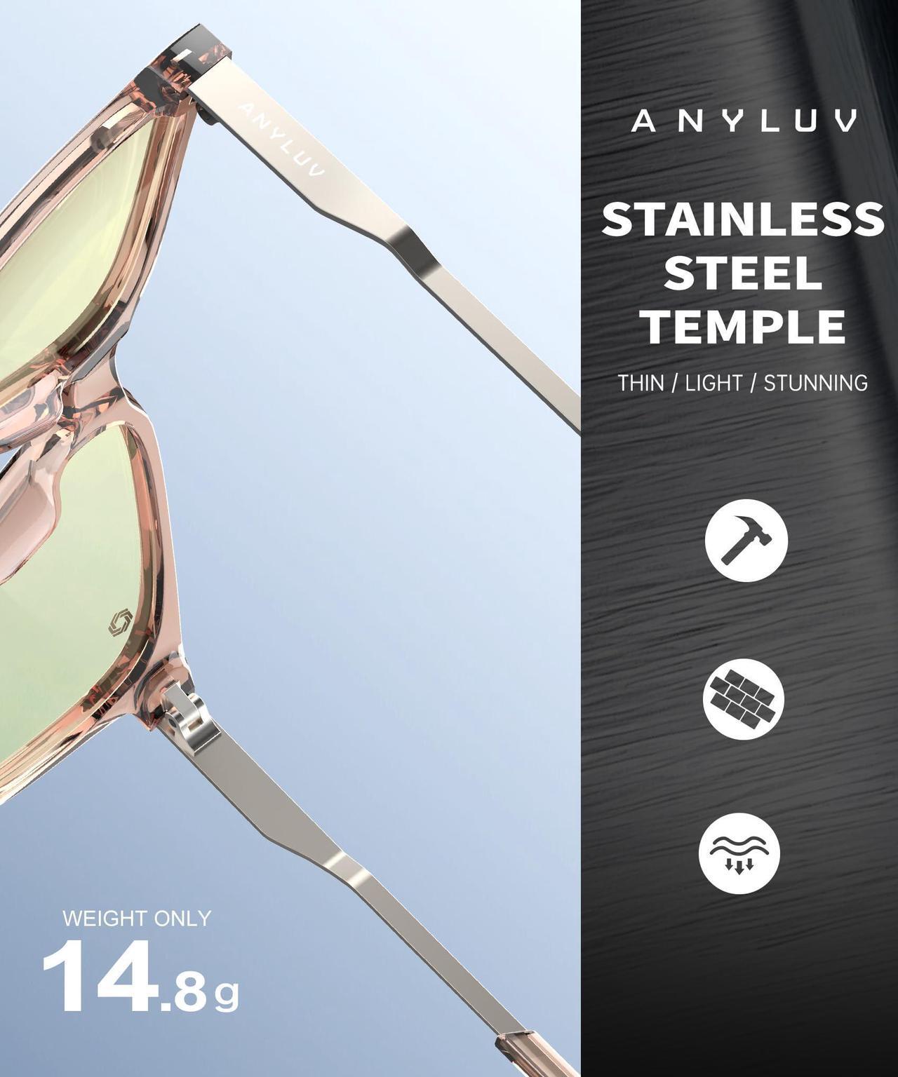 Alt view image 5 of 5 - ANYLUV Blue Light Glasses for Men, Computer Gaming Glasses men, Stylish Anti Eyestrain Blue Light Blocking Glasses Men