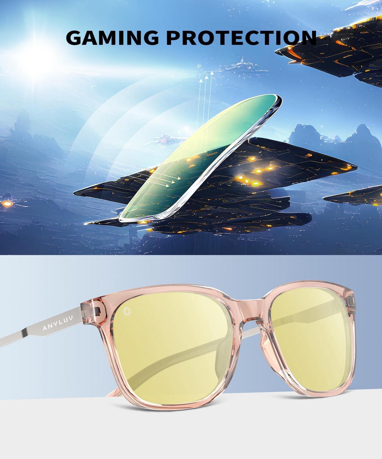 Alt view image 4 of 5 - ANYLUV Blue Light Glasses for Men, Computer Gaming Glasses men, Stylish Anti Eyestrain Blue Light Blocking Glasses Men