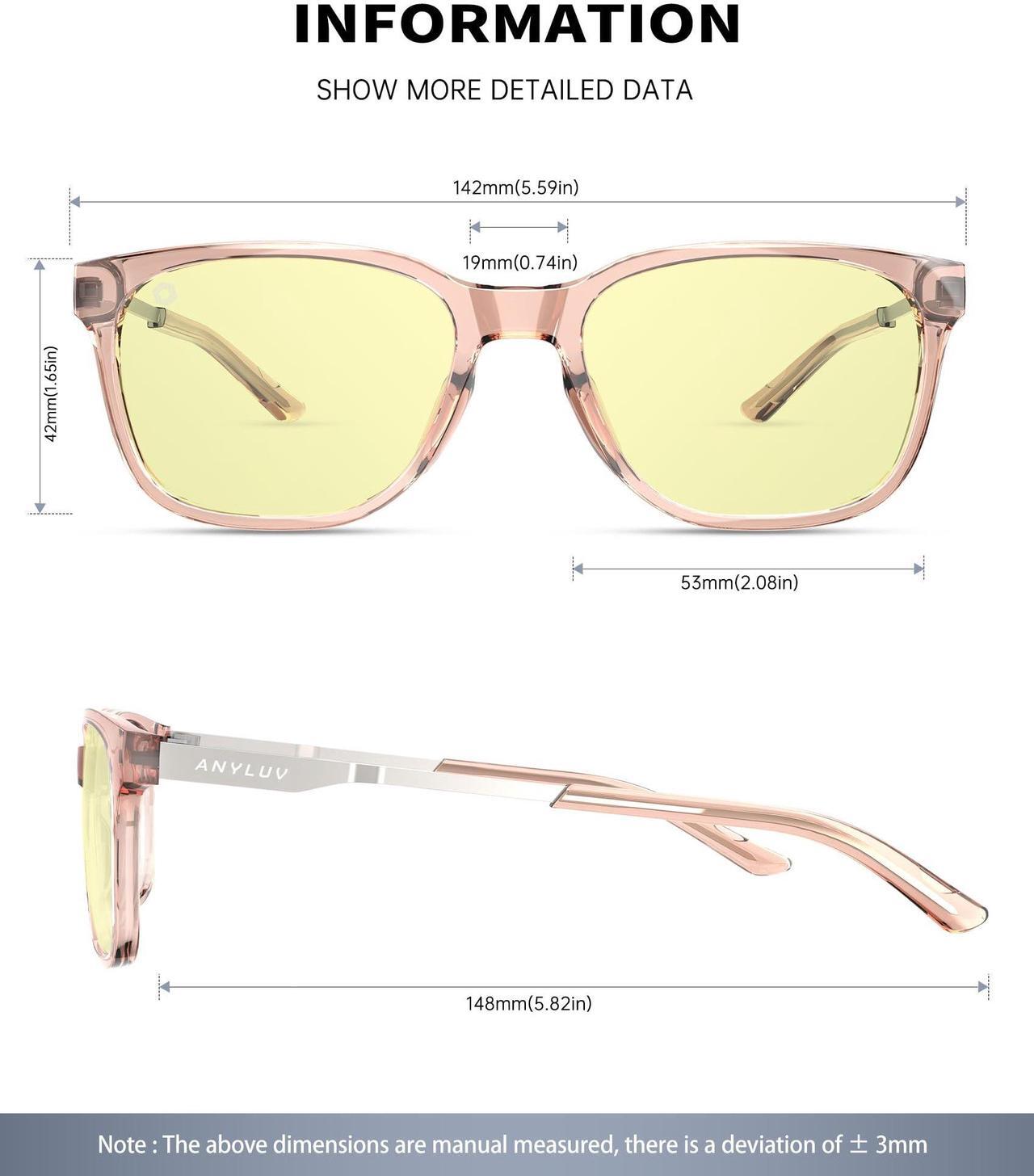 Alt view image 3 of 5 - ANYLUV Blue Light Glasses for Men, Computer Gaming Glasses men, Stylish Anti Eyestrain Blue Light Blocking Glasses Men