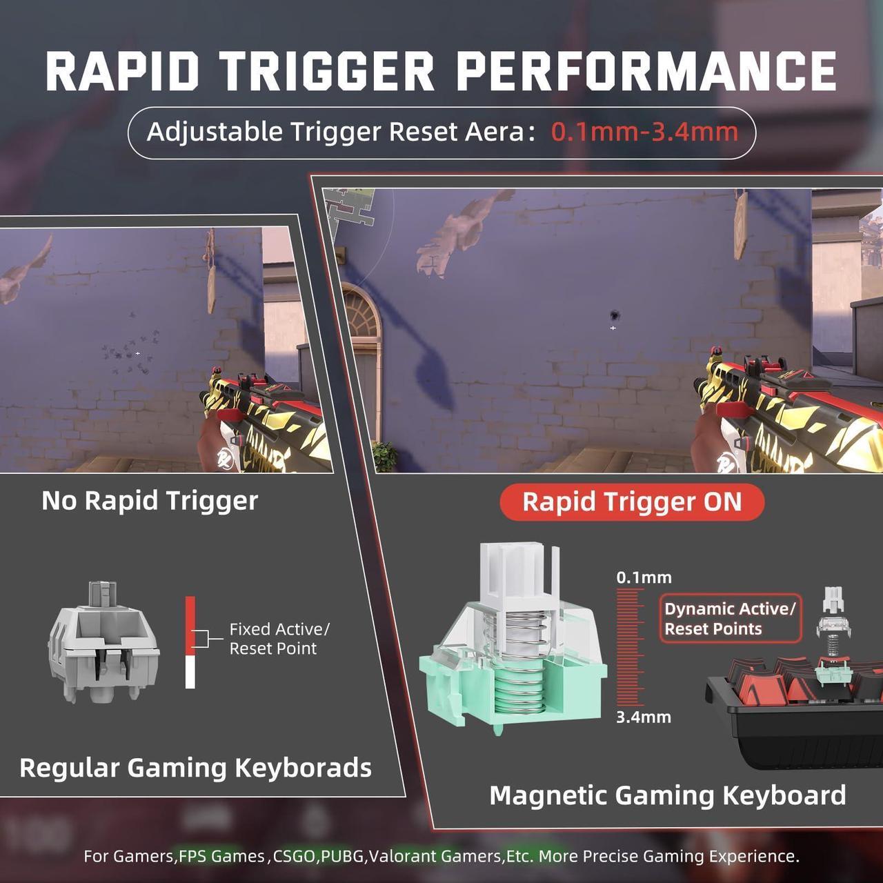 Alt view image 4 of 5 - ATTACK SHARK X68 PRO HE Wireless Rapid Trigger Gaming Keyboard with Adjustable Actuation,8K Polling Rate,Hall Effect Magnetic Switch,Hot-Swap,RGB Backlit,BT/2.4GHz/Wired,for FPS Games-Black&Red