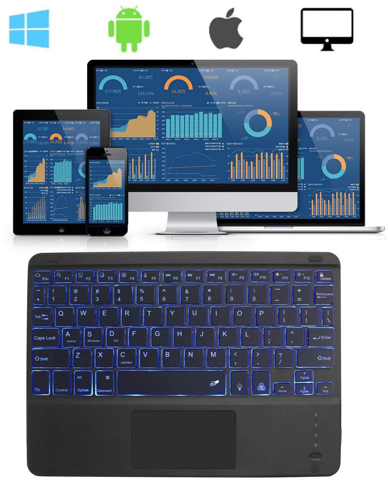 Alt view image 5 of 5 - Wireless Bluetooth Keyboard with Touchpad for iPad - 7 Colors Backlit - Tablet Keyboard Rechargeable for iPad Pro/iPad Air/iPad Mini and Other iOS Android Windows Devices
