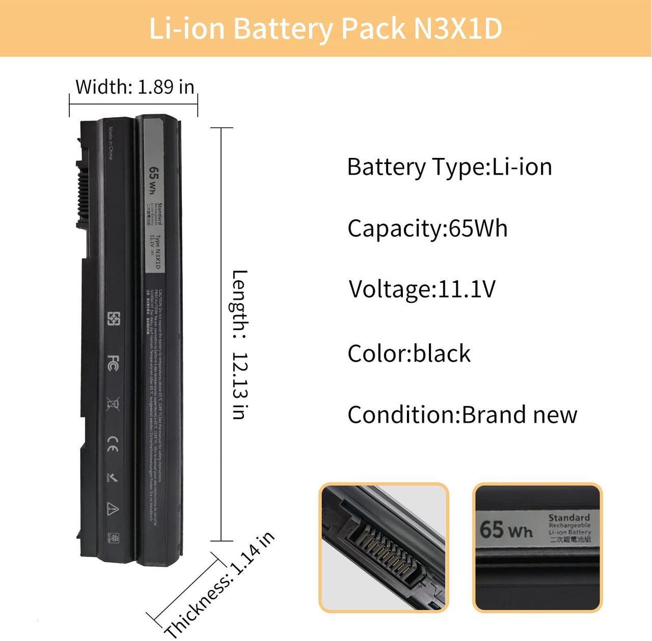 Alt view image 2 of 5 - NBULBL N3X1D Laptop Battery Replacement for DELL Latitude E5420 E5430 E5520 E5530 E6420 E6520 E6430 E6440 E6530 E6540 Notebook 8858X T54FJ M5Y0X 11.1V 65Wh