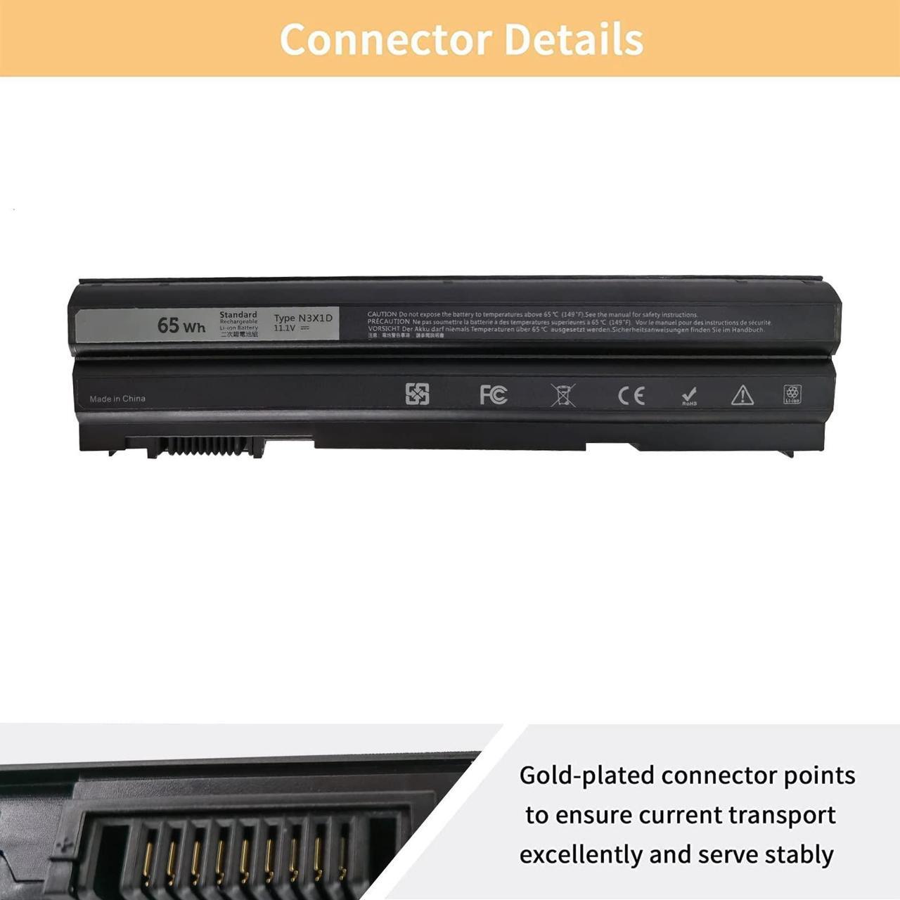 Alt view image 3 of 5 - NBULBL N3X1D Laptop Battery Replacement for DELL Latitude E5420 E5430 E5520 E5530 E6420 E6520 E6430 E6440 E6530 E6540 Notebook 8858X T54FJ M5Y0X 11.1V 65Wh