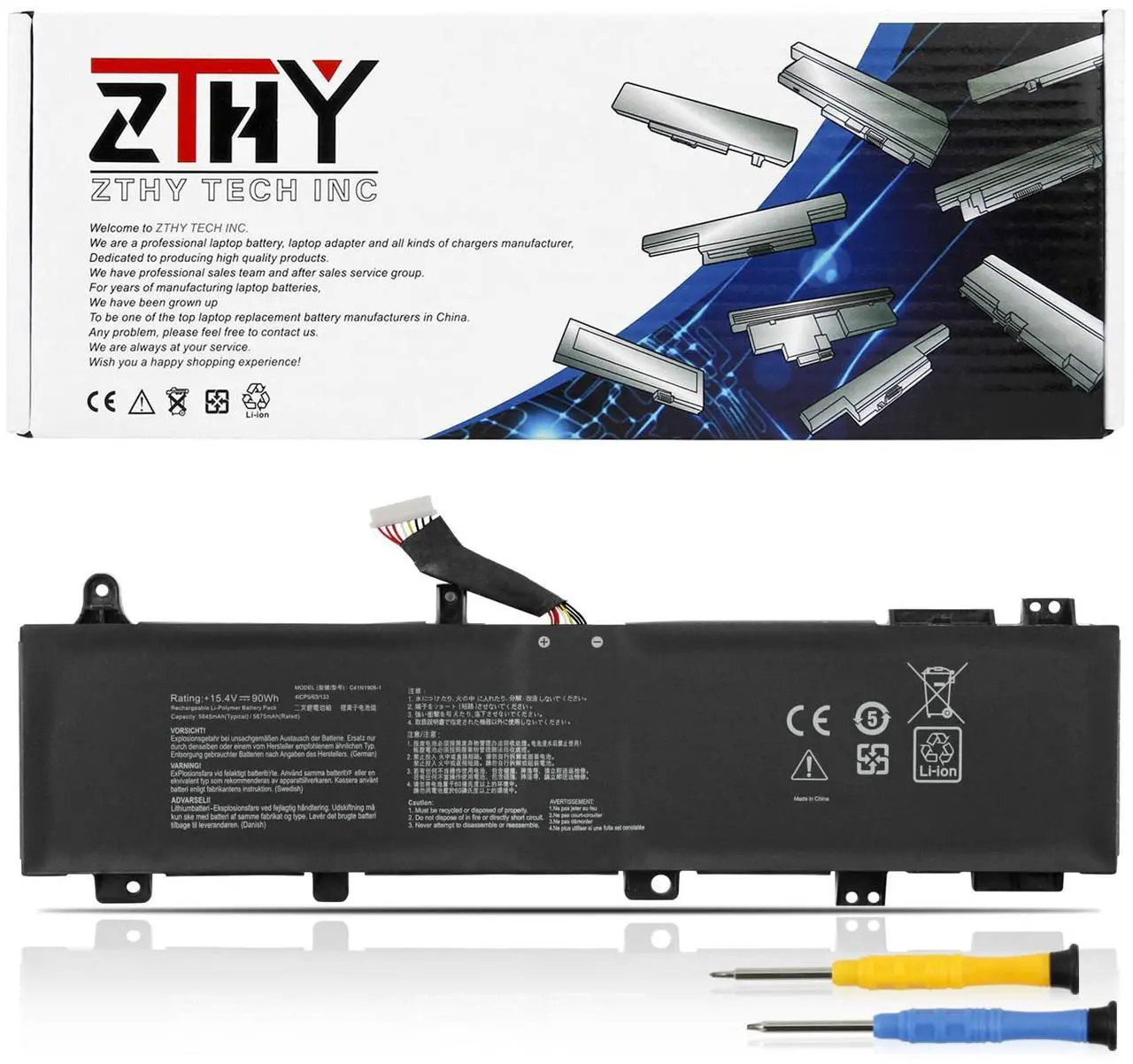 Main image of C41N1906-1 Laptop Battery Replacement for ASUS TUF Gaming A15 A17 FA506 FA506IV FA706 FA706IC FA706ICB FA706IU FA506Q FA506QR FA506QM FA506QE FA706Q FA706QR FA706QM FA706QE FX706 FX706IU 15.4V 90Wh